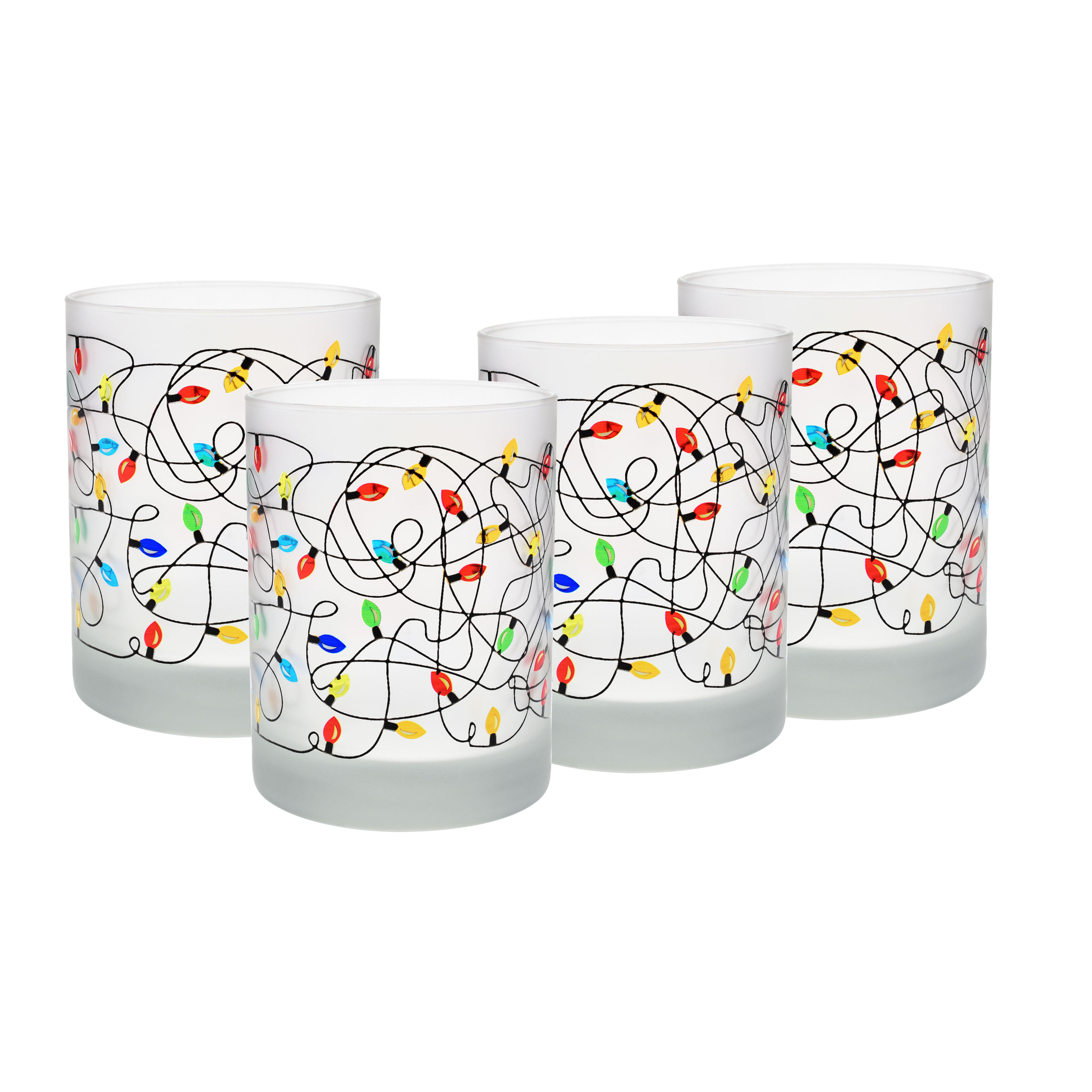 Culver Frosted Christmas Lights 14 oz Double Old Fashion Glass