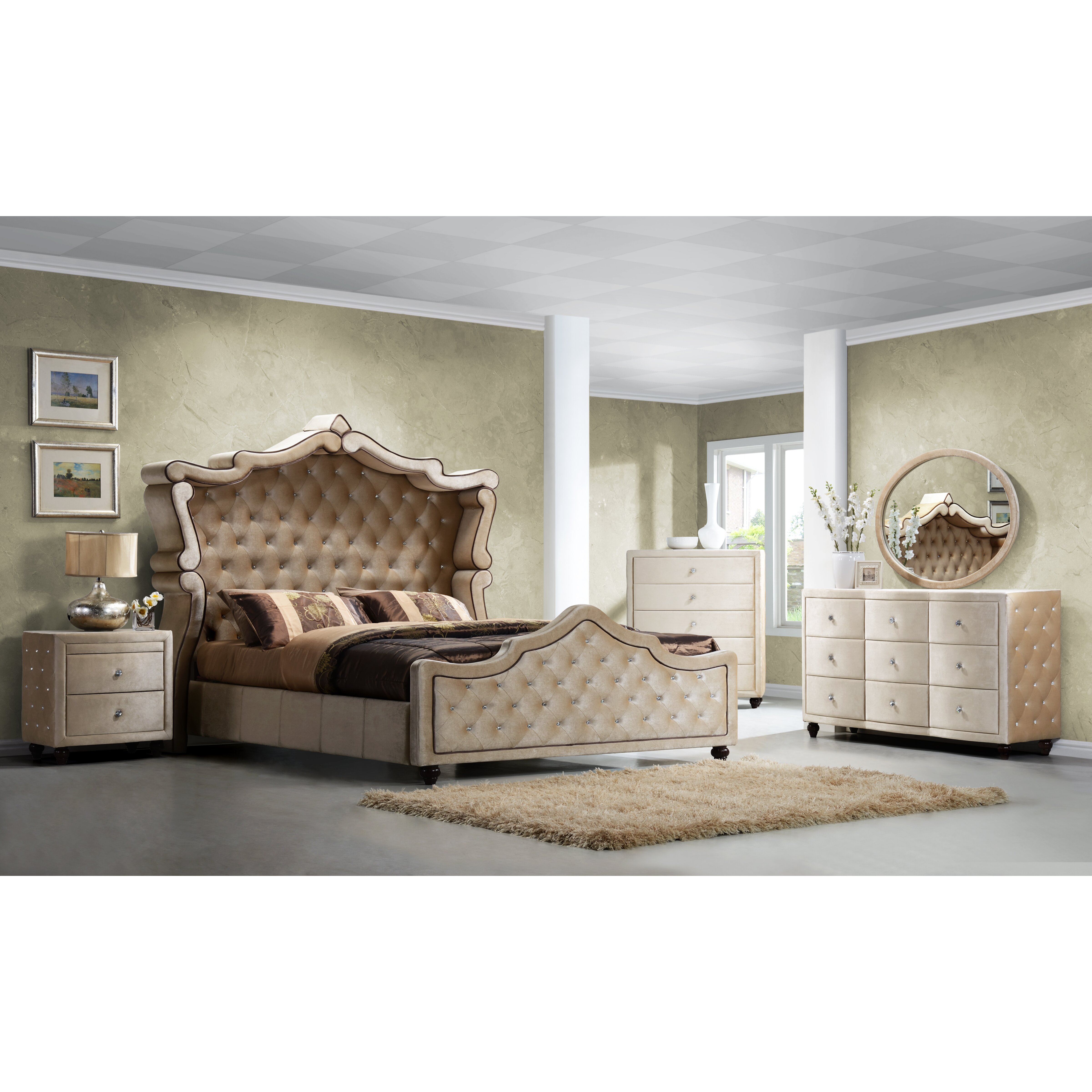 Meridian Furniture USA Diamond Panel Customizable Bedroom 