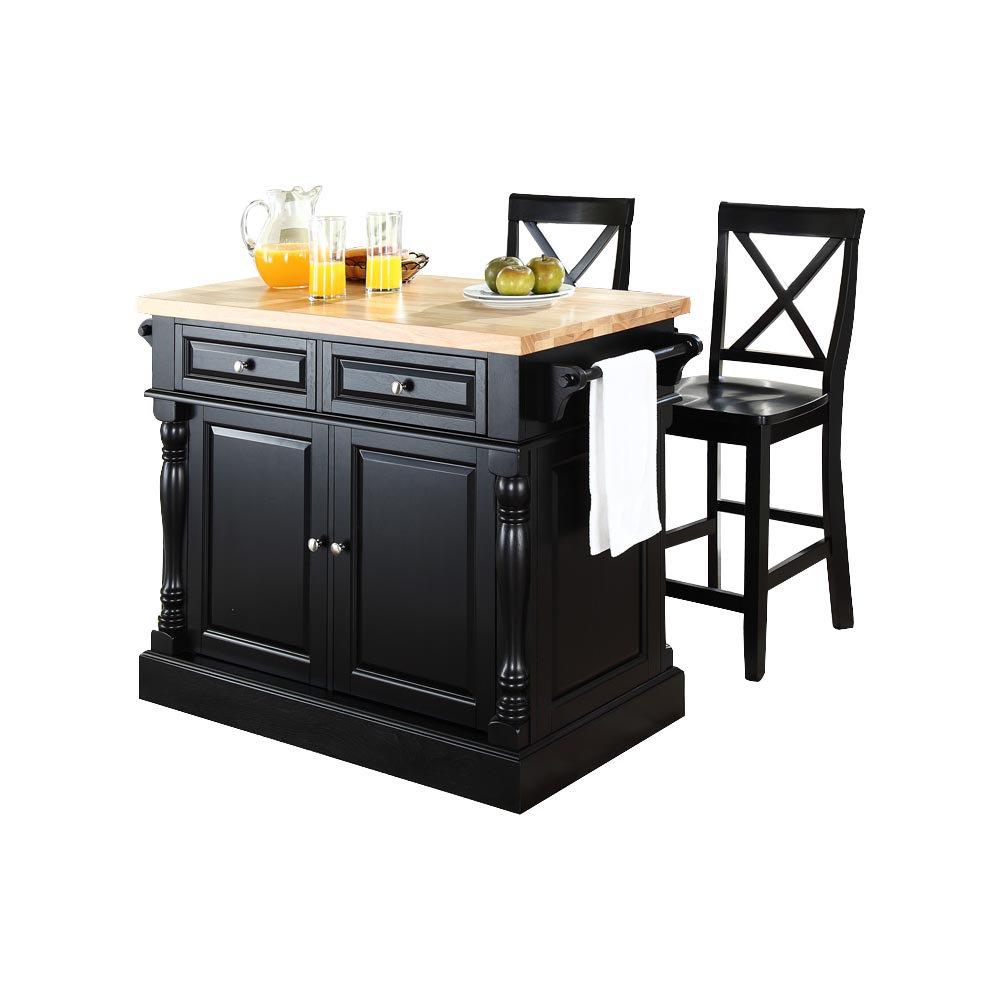 Darby Home Co Lewistown 3 Piece Kitchen Island Set with Butcher Block Top & Reviews | Wayfair