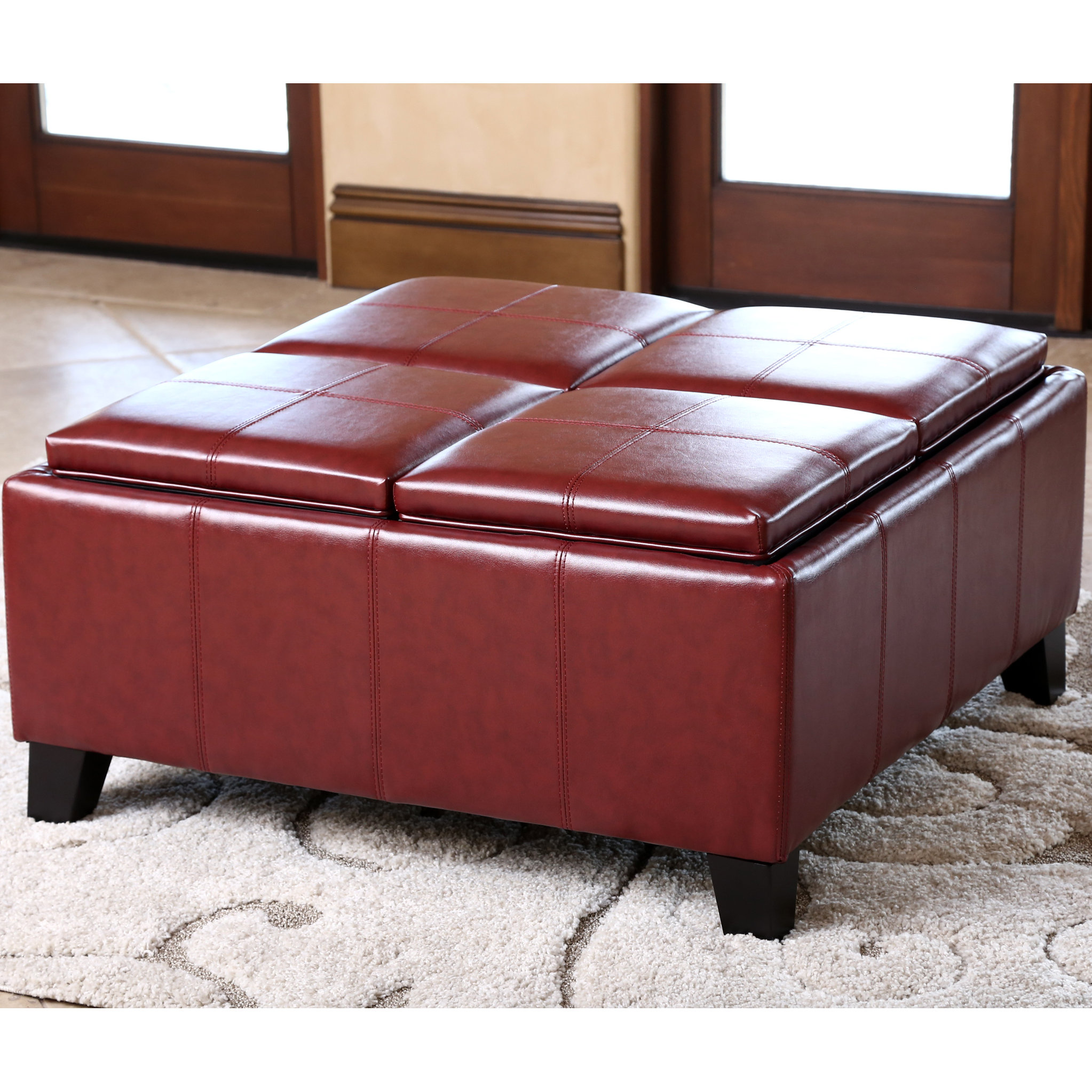 Darby Home Co Leatherwood Leather Cocktail Ottoman & Reviews Wayfair