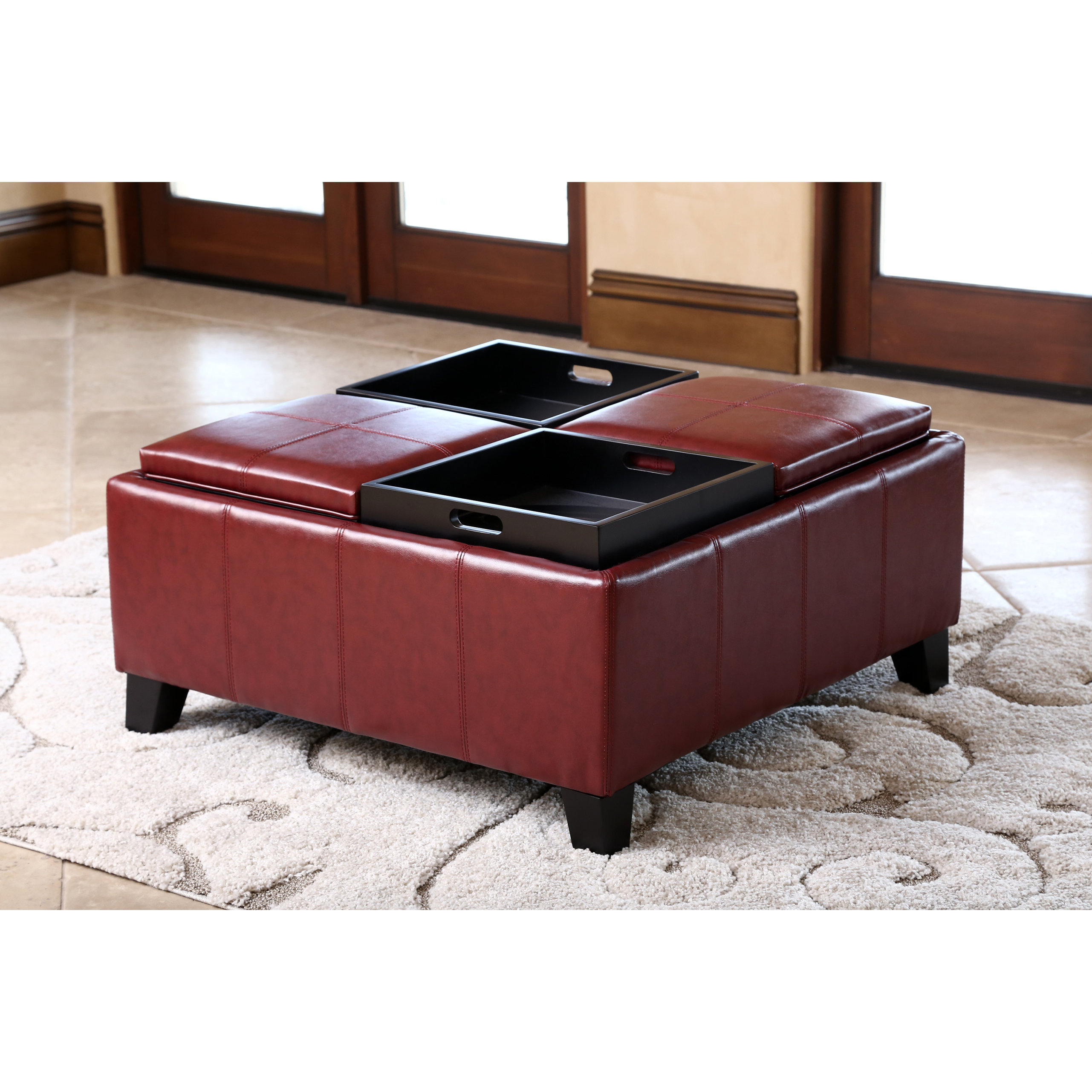 Darby Home Co Leatherwood Leather Cocktail Ottoman & Reviews Wayfair