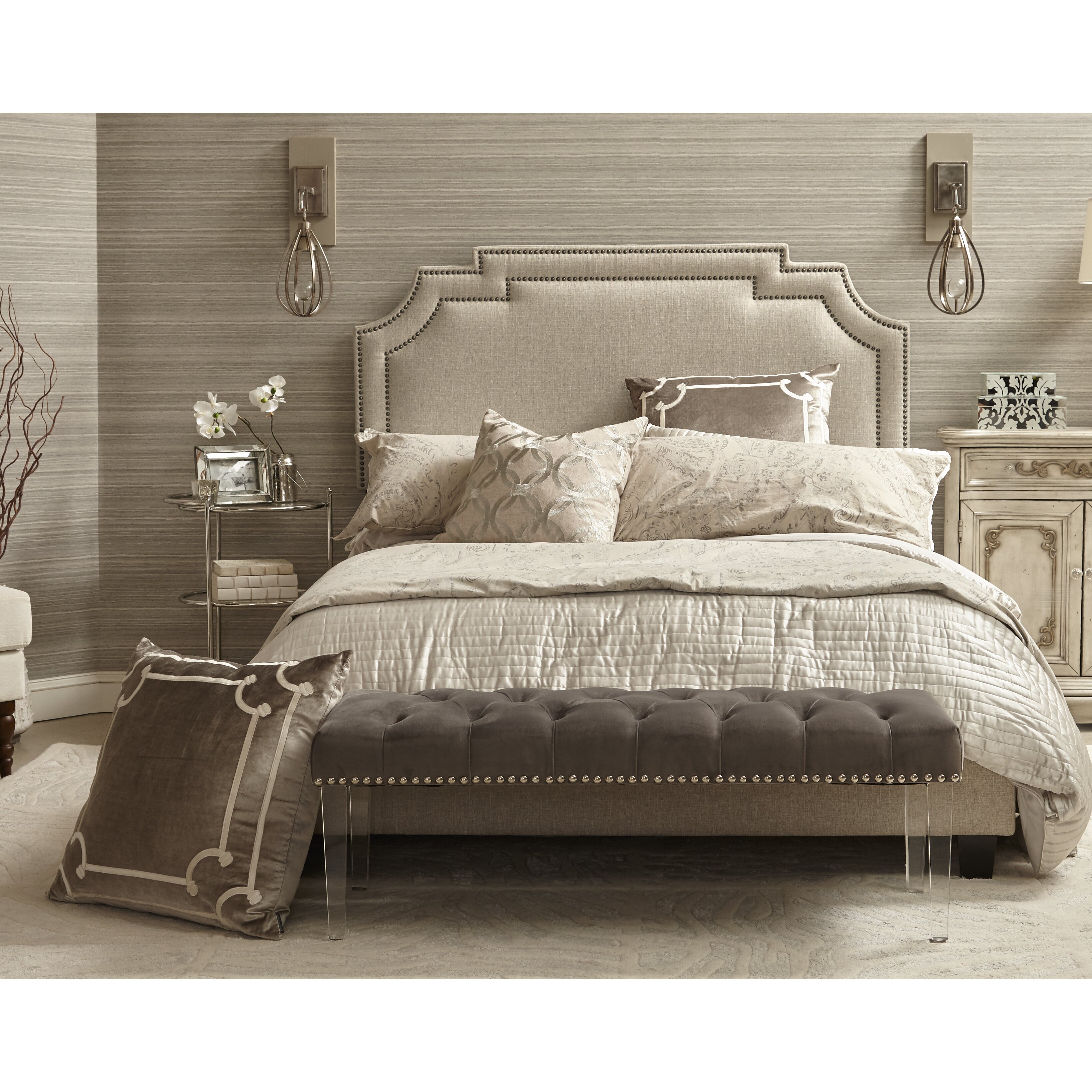 Darby Home Co Galway Tiered Clipped Corner Queen Upholstered Panel Bed