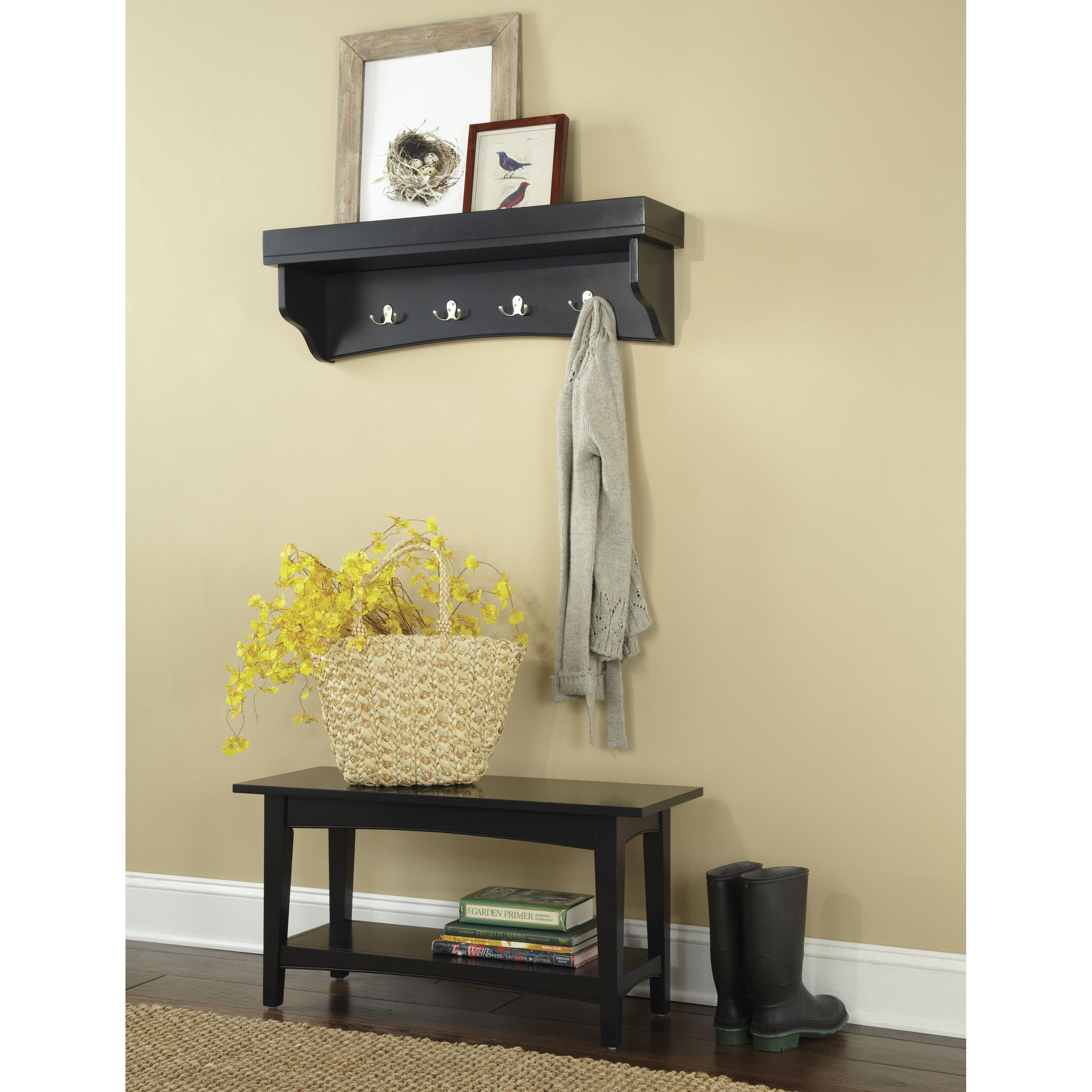 Alcott Hill Bel Air Piece Hall Tree Coat Hook And Bench Set & Reviews