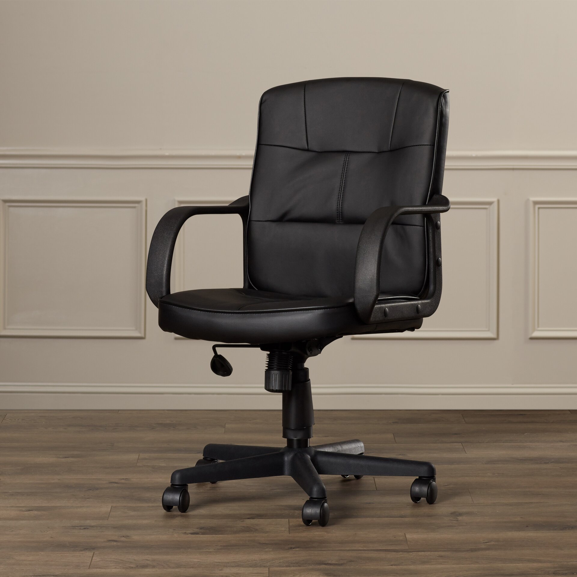 Charlton Home Reeve Low-Back Leather Office Chair with Nylon Arms