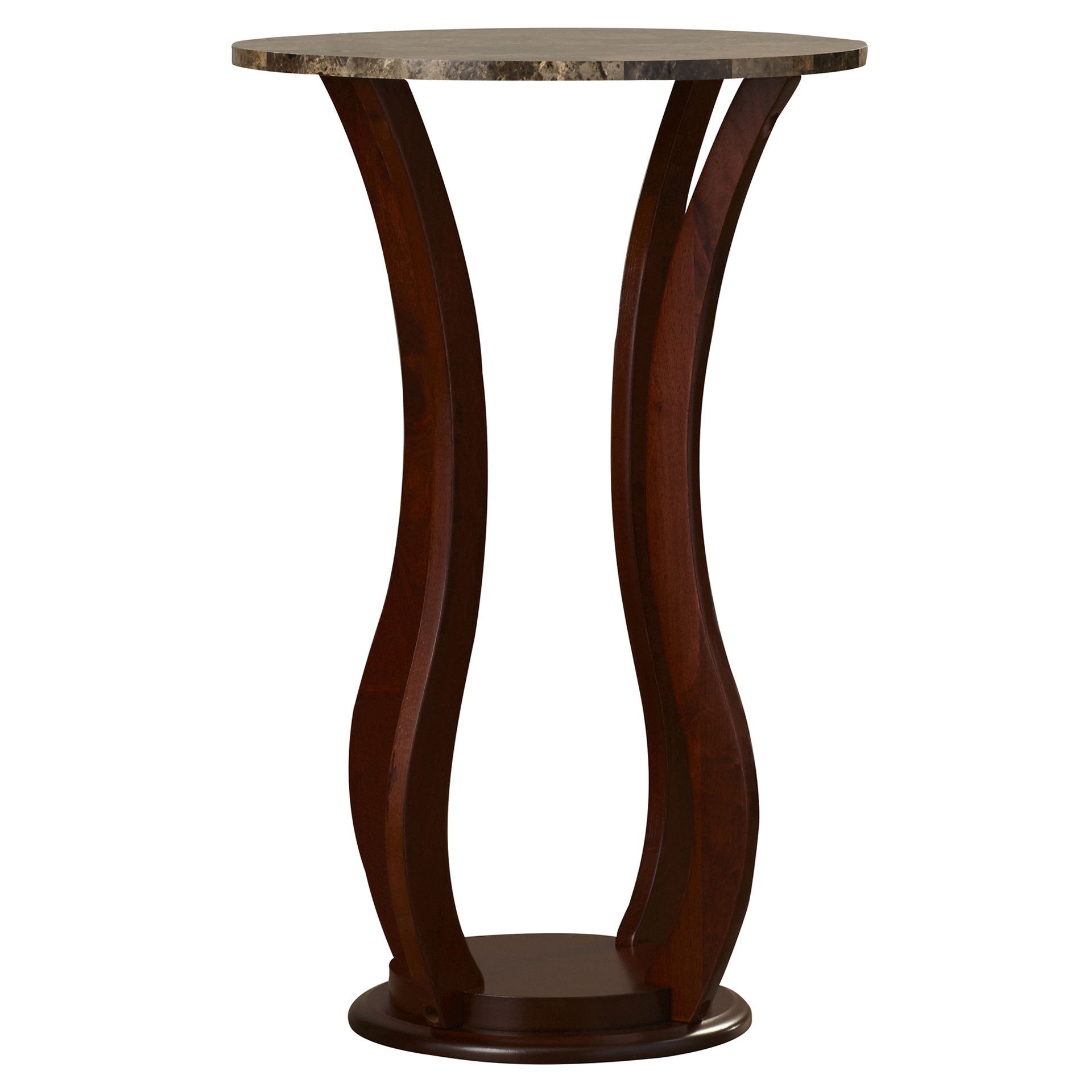 Charlton Home O'Neil Faux Marble Top Pedestal Plant Stand in Cherry