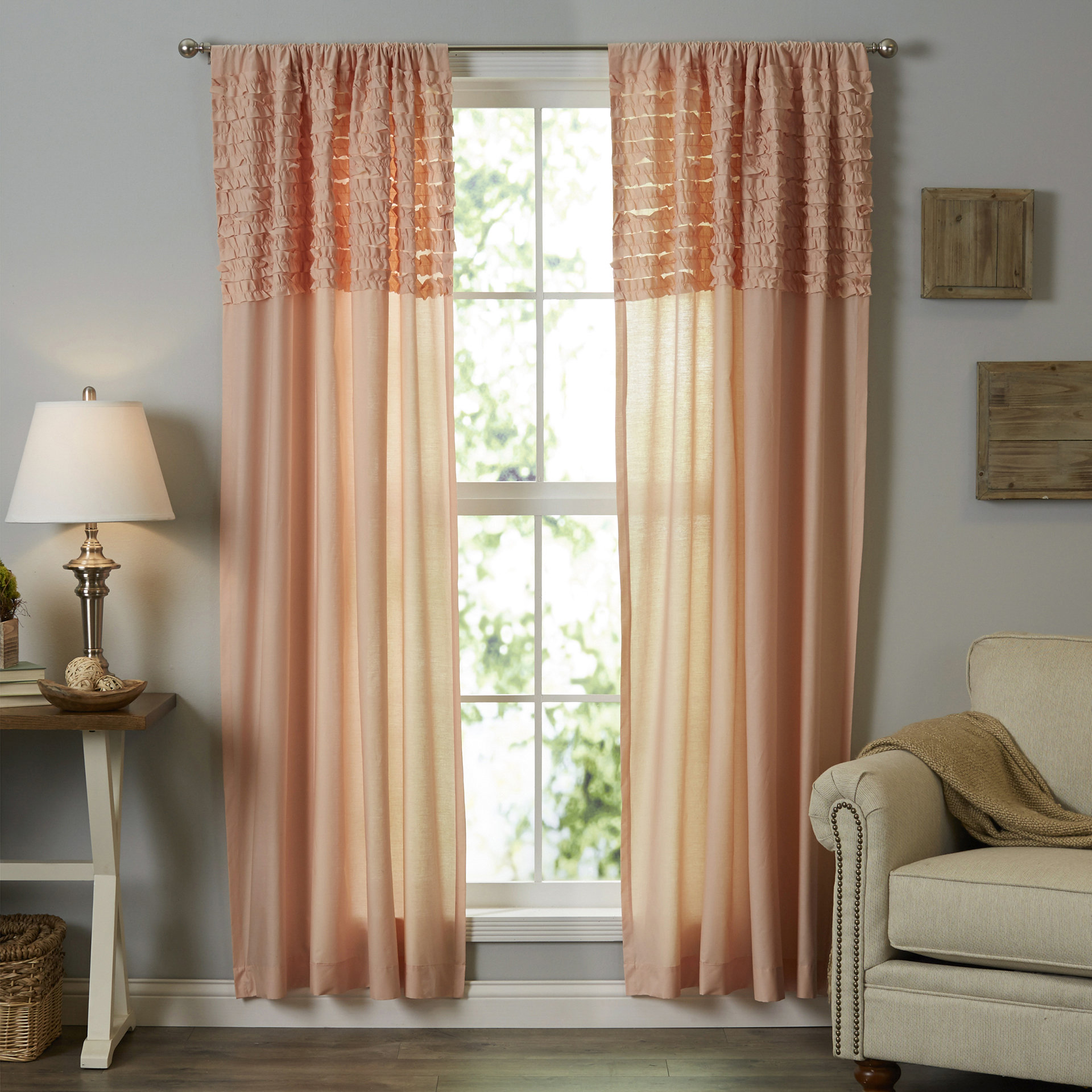 Charlton Home Hawley Ruffle Single Curtain Panel & Reviews Wayfair