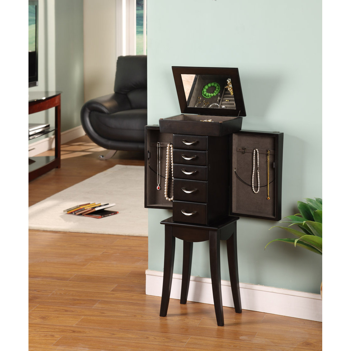 Brayden Studio Boll Jewelry Armoire with Mirror & Reviews Wayfair