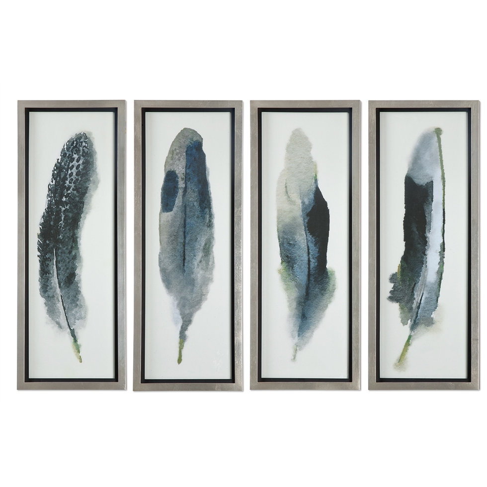 Brayden Studio Feathered Beauty Prints 4 Piece Framed Graphic Art Set ...