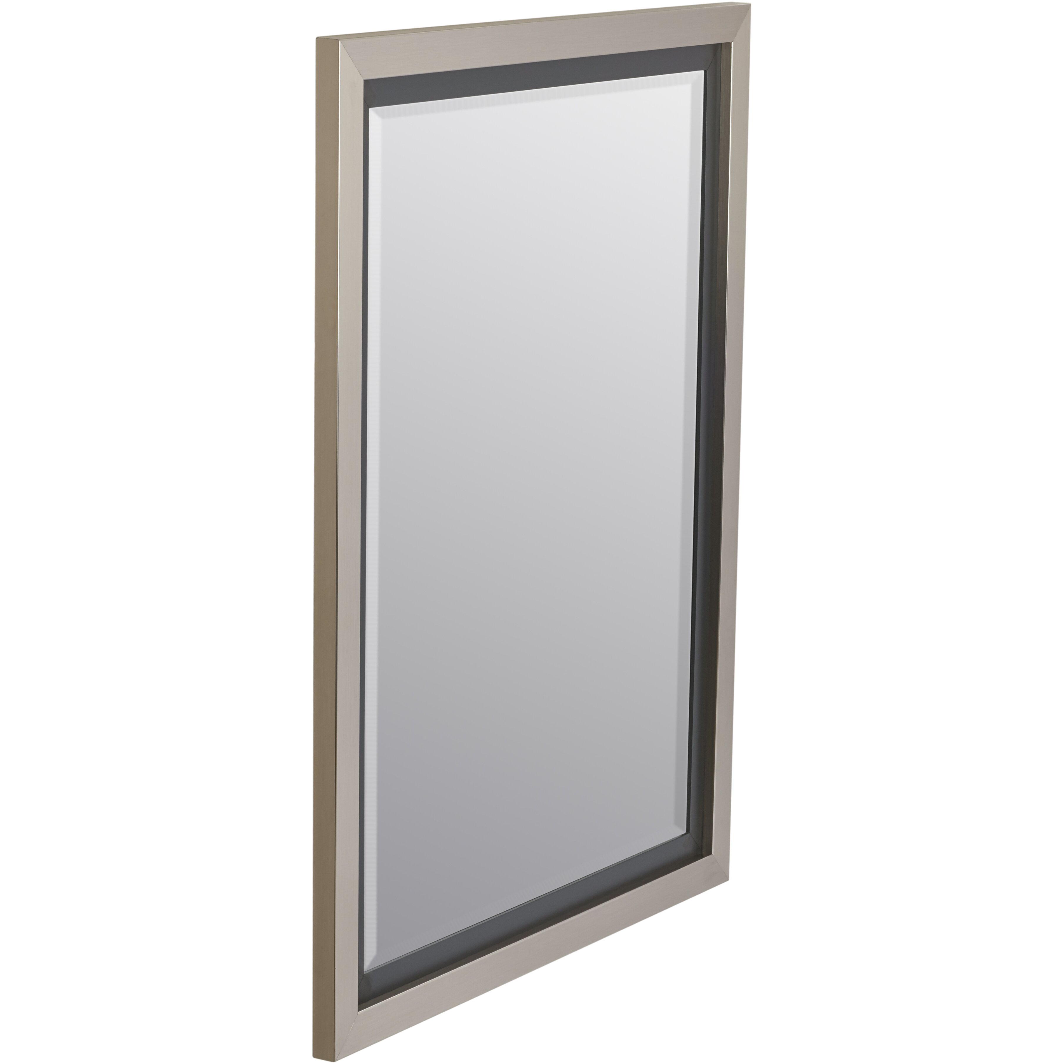 Wade Logan Brushed Nickel Silver and Satin Black Wide Flat Wall Mirror ...