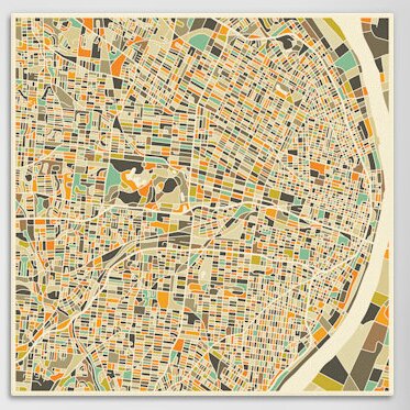 Langley Street Abstract City Map of St. Louis&#39; Graphic Art on Wrapped Canvas | Wayfair