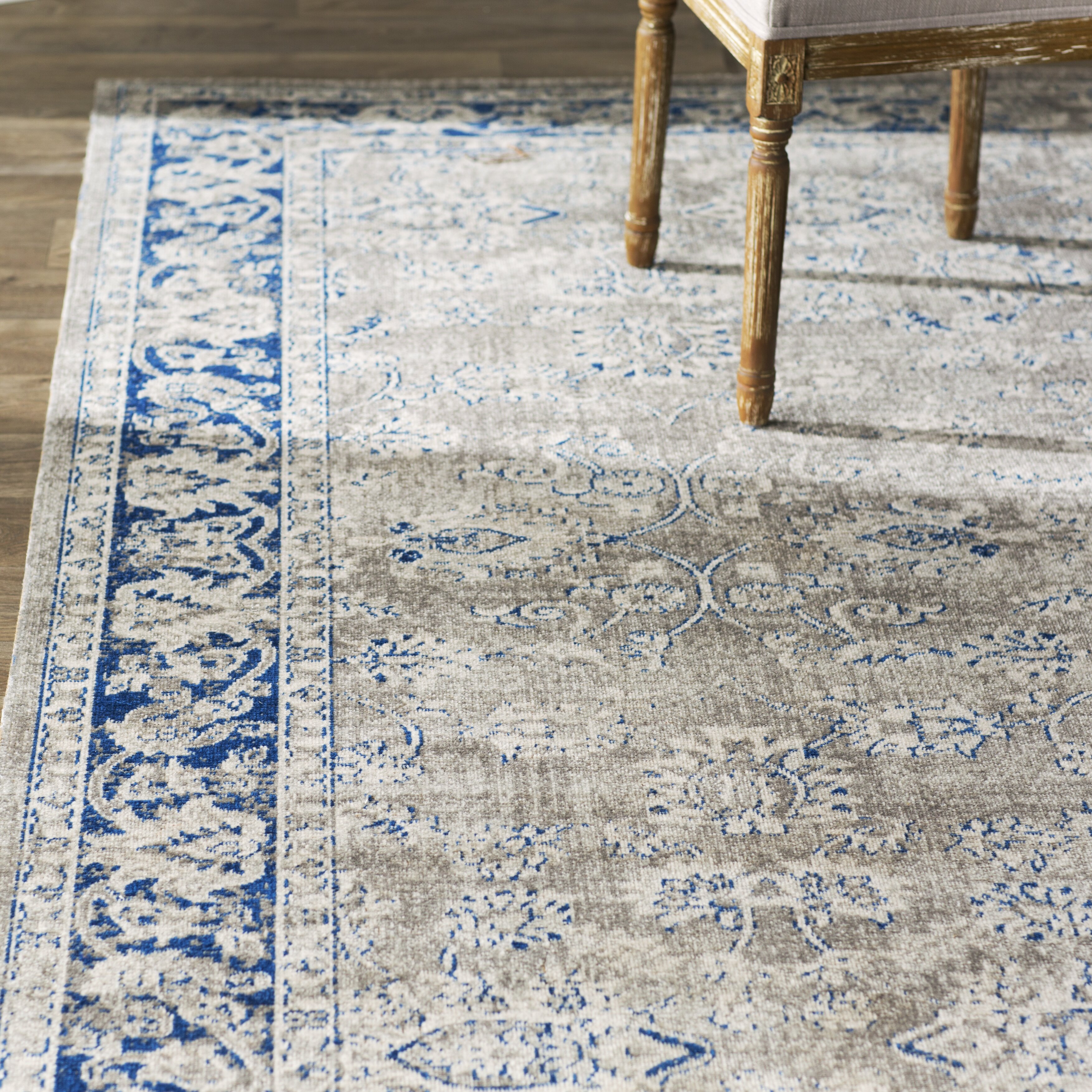 Lark Manor Palaiseur Taupe/Blue Area Rug & Reviews Wayfair