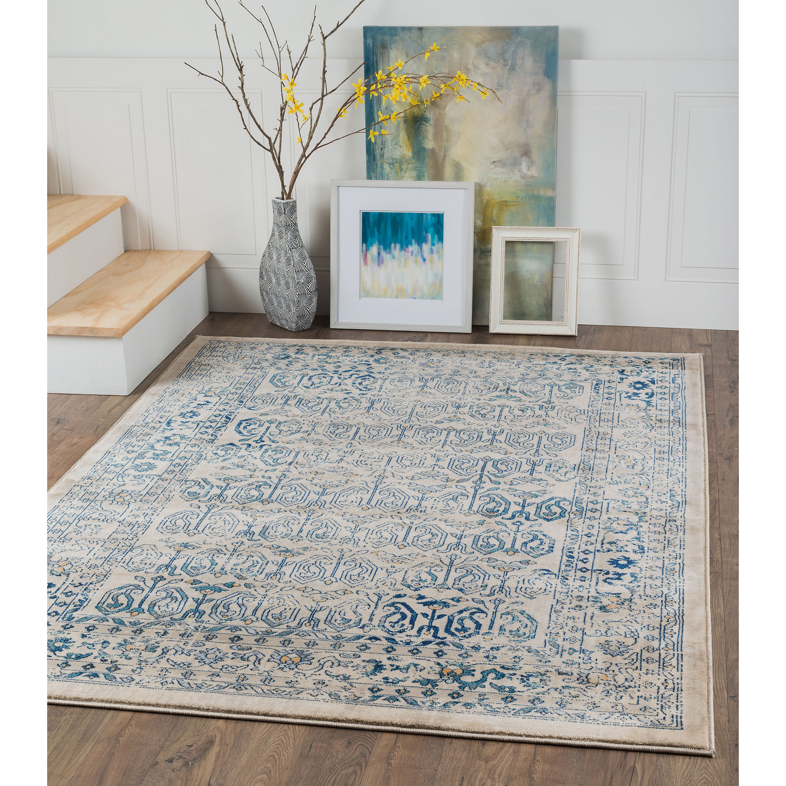 Lark Manor Emmy Cream/Blue Area Rug & Reviews Wayfair.ca