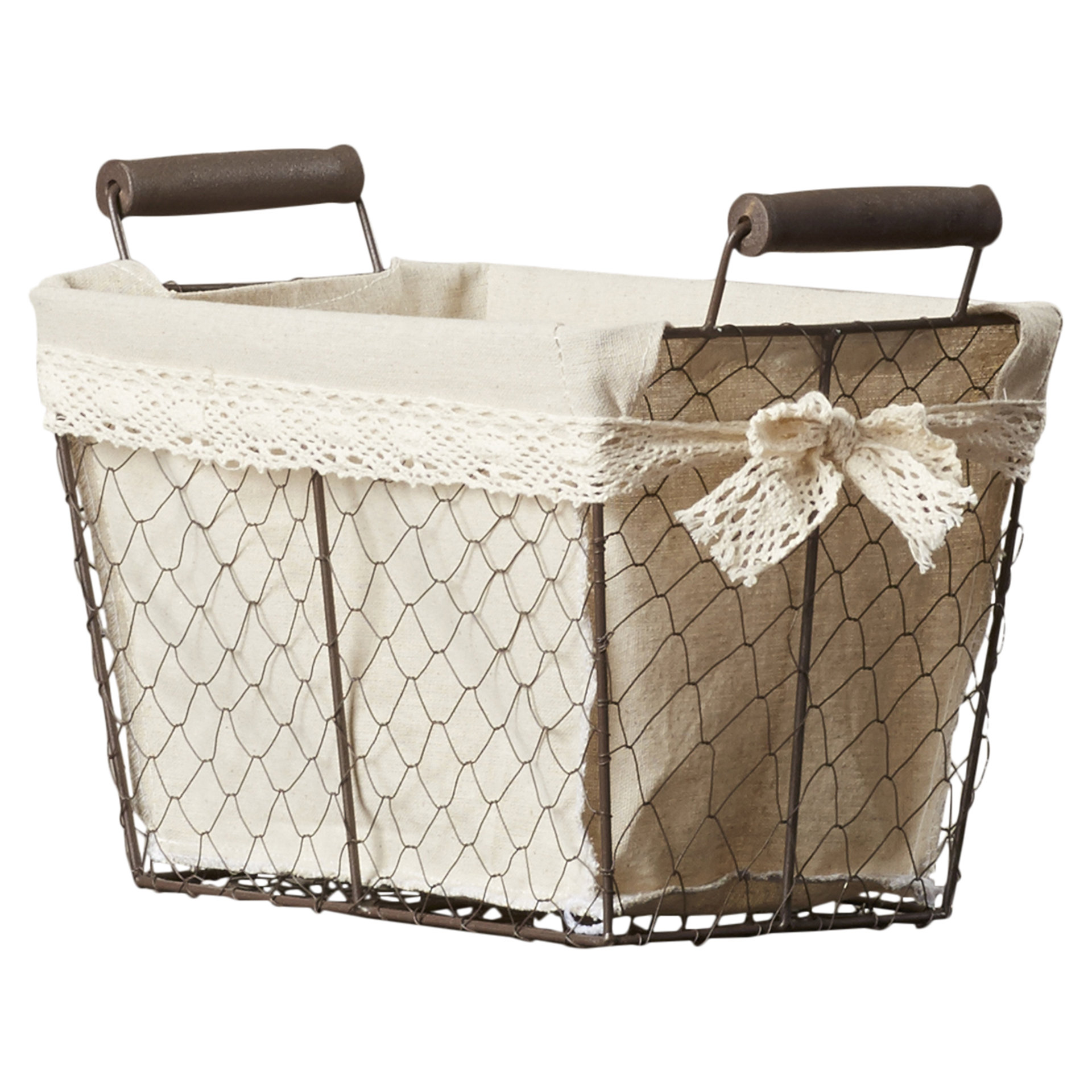 August Grove 3 Piece Rectangular Lined Wire Storage Basket Set