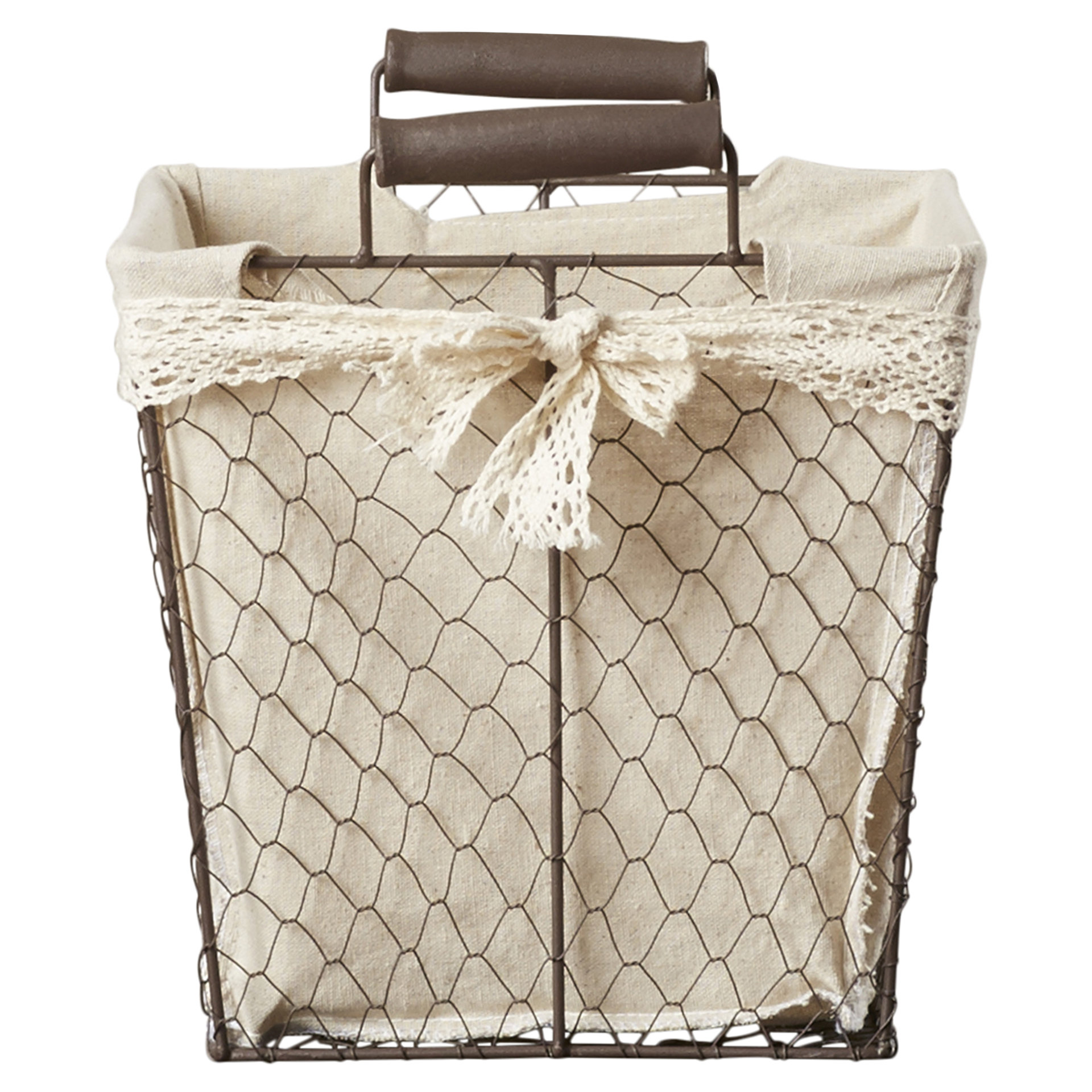 August Grove 3 Piece Rectangular Lined Wire Storage Basket Set