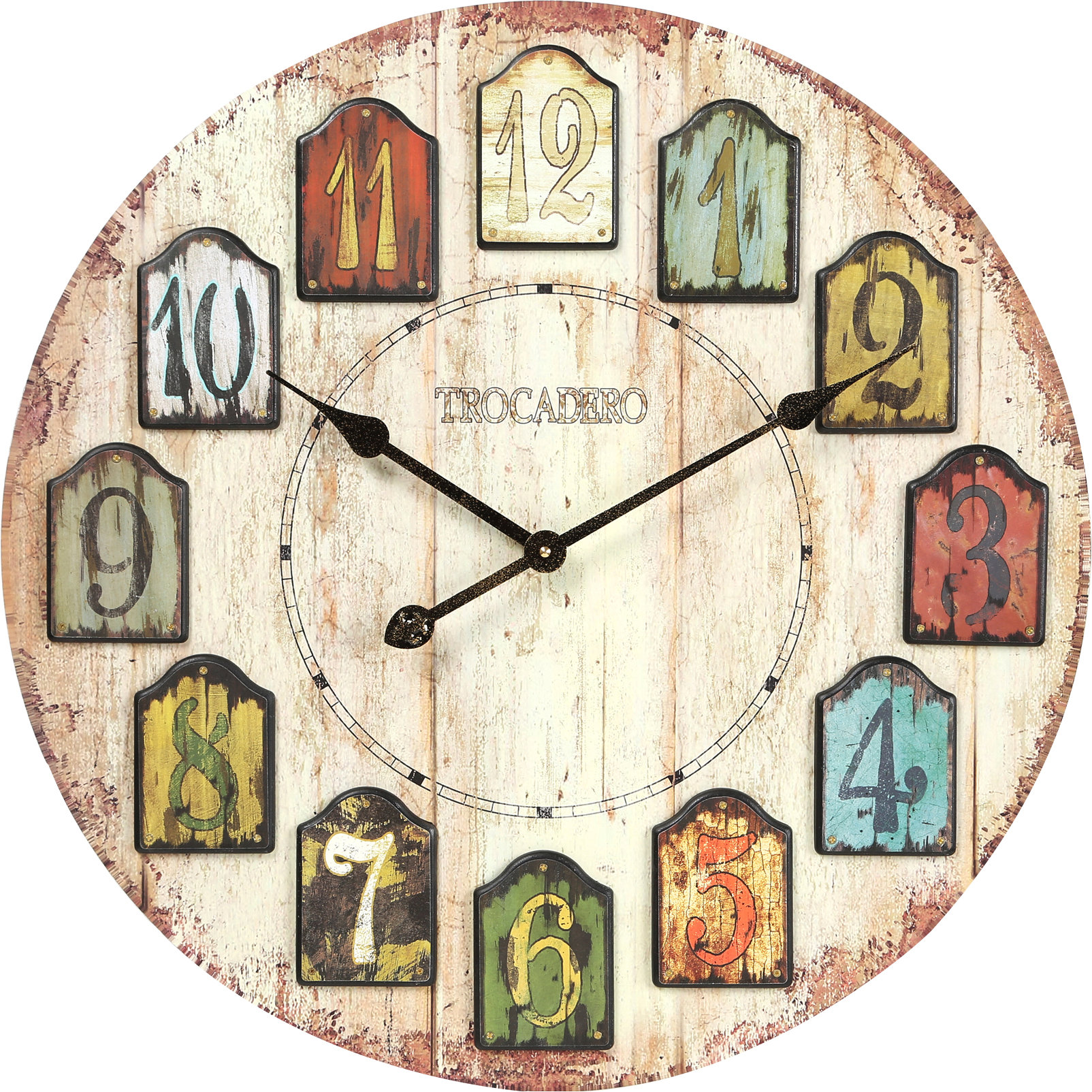 August Grove Balta Oversized 23.75" Weathered Plank Wall Clock