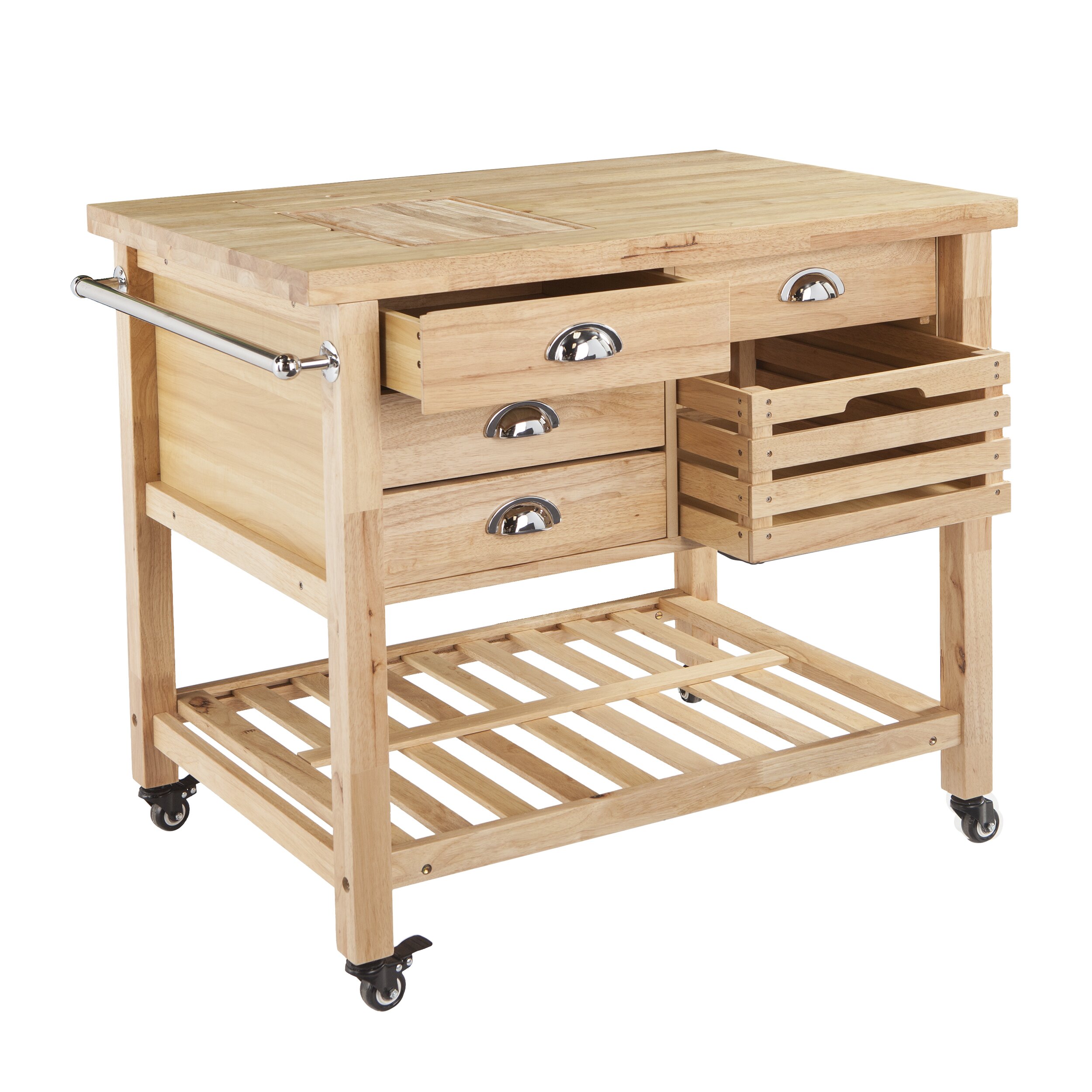 August Grove Ellisville Kitchen Cart with Wood Top ...