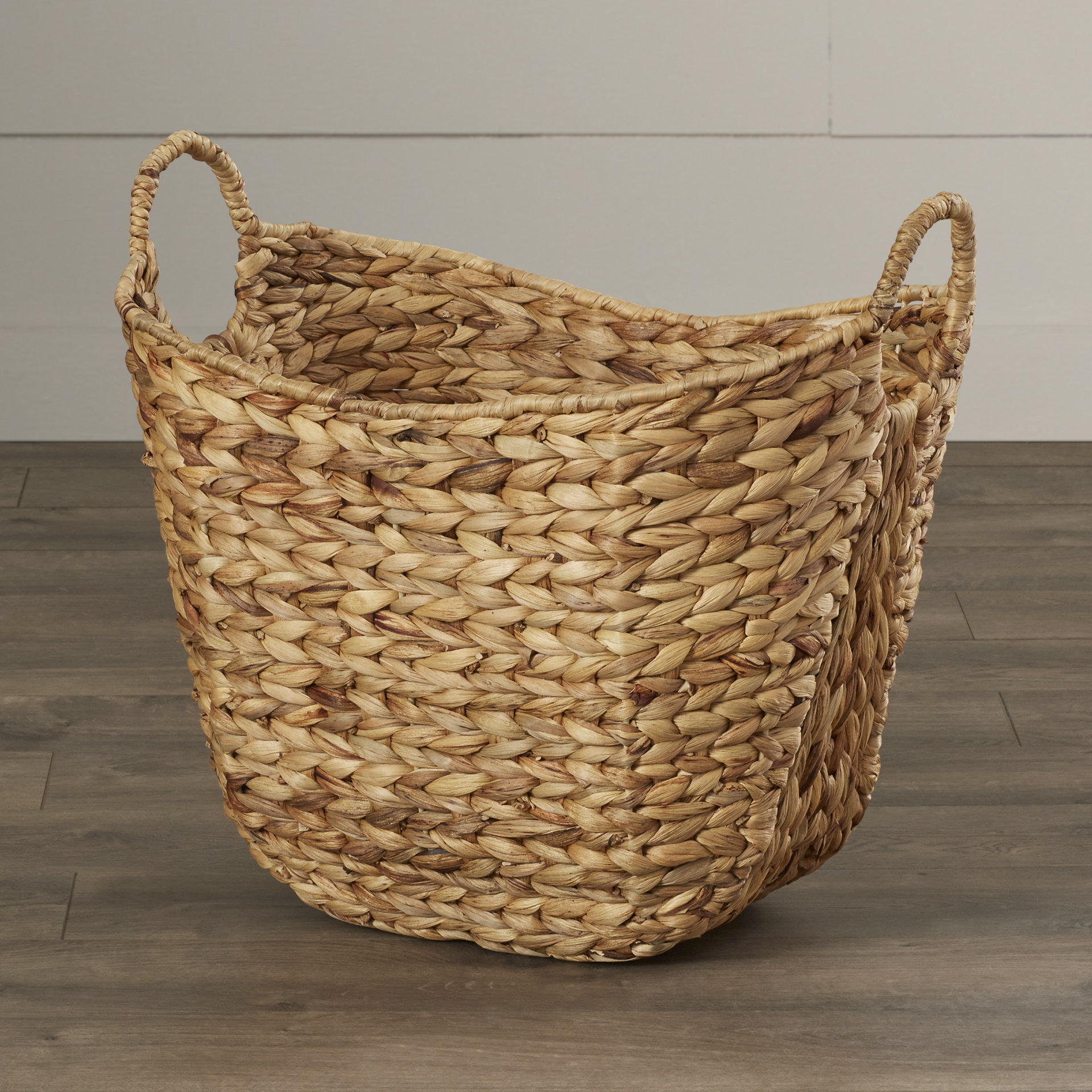 August Grove Theroux Tall Water Hyacinth Wicker Basket with Handles