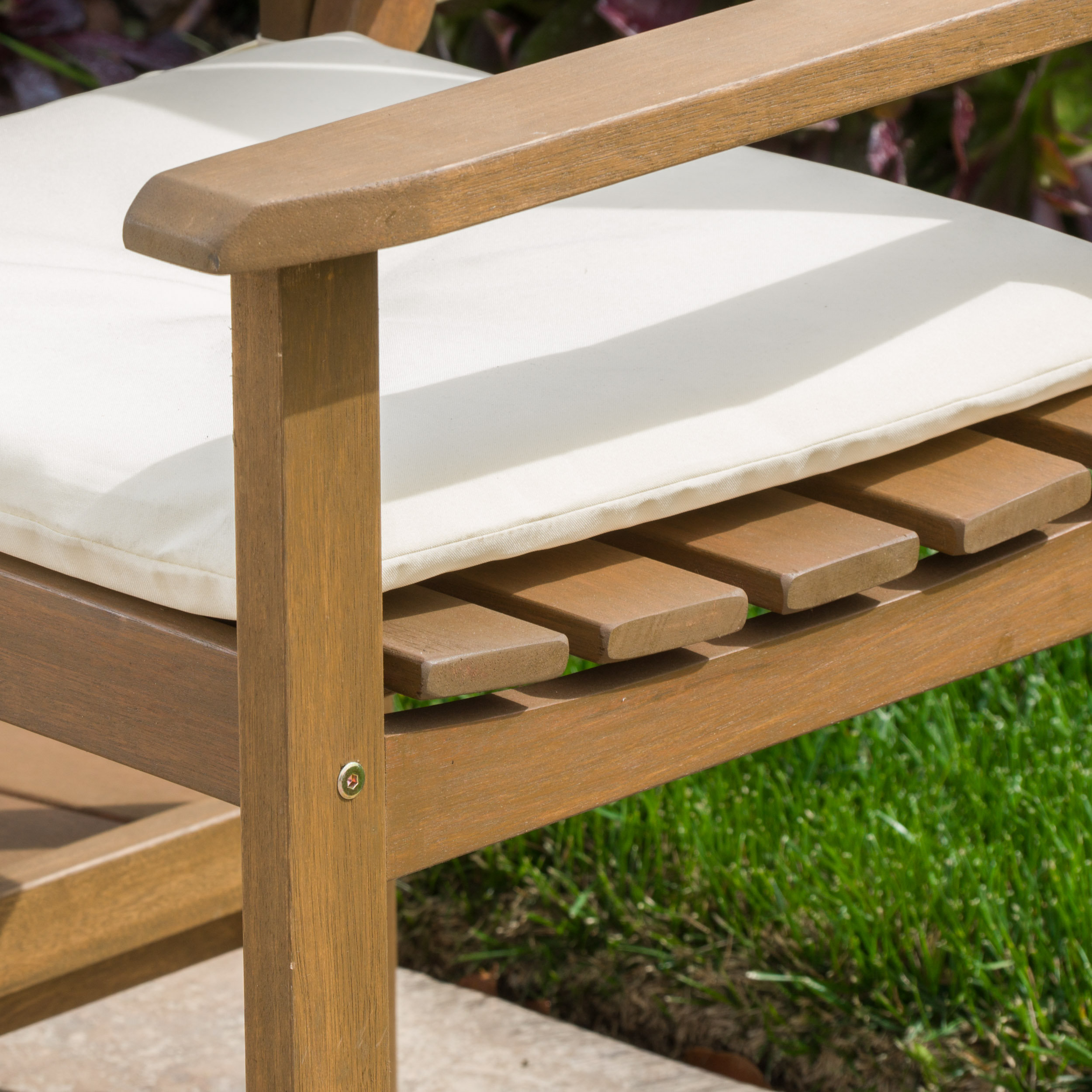 wooden tete a tete bench