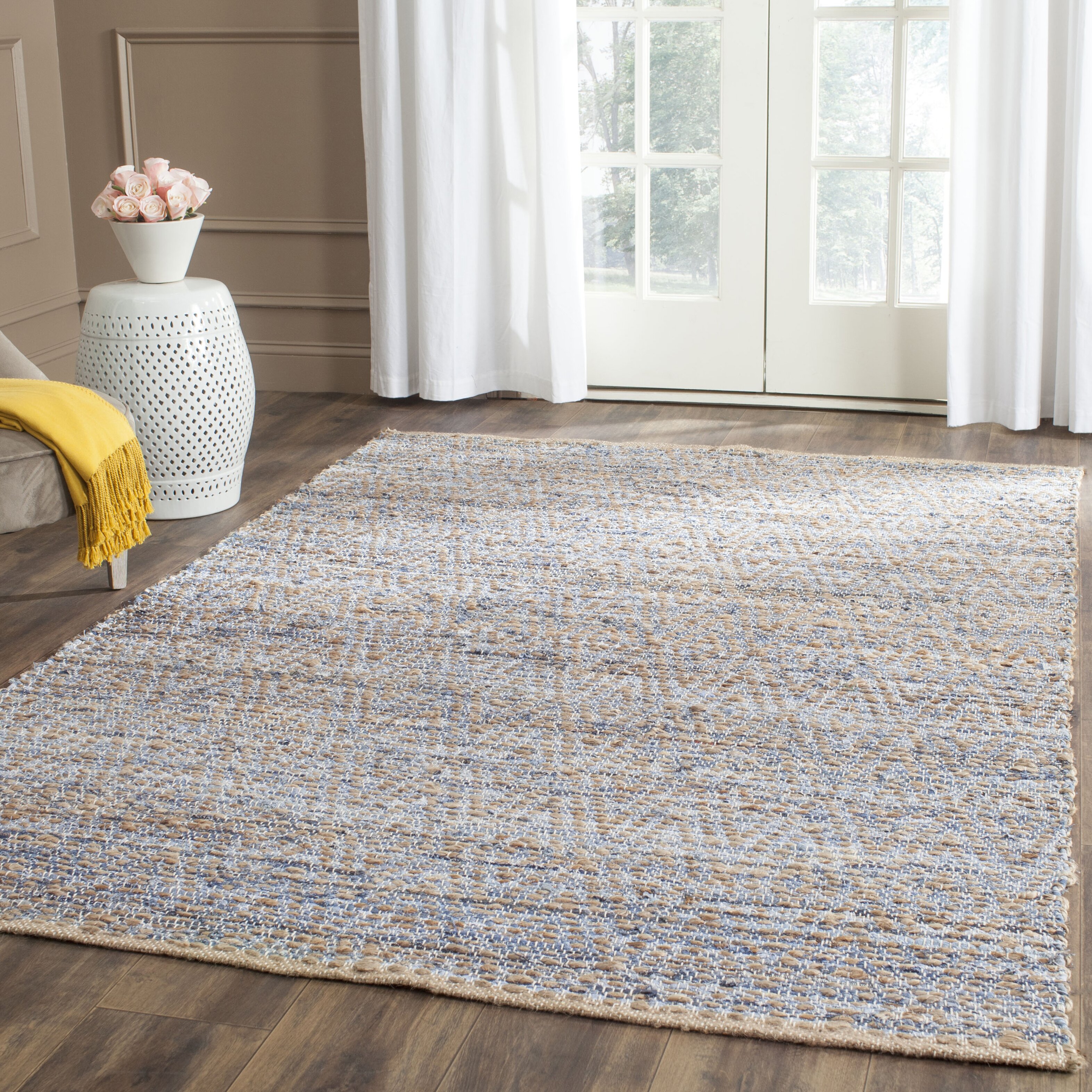 Beachcrest Home Palm Coast HandWoven Natural/Blue Area Rug & Reviews