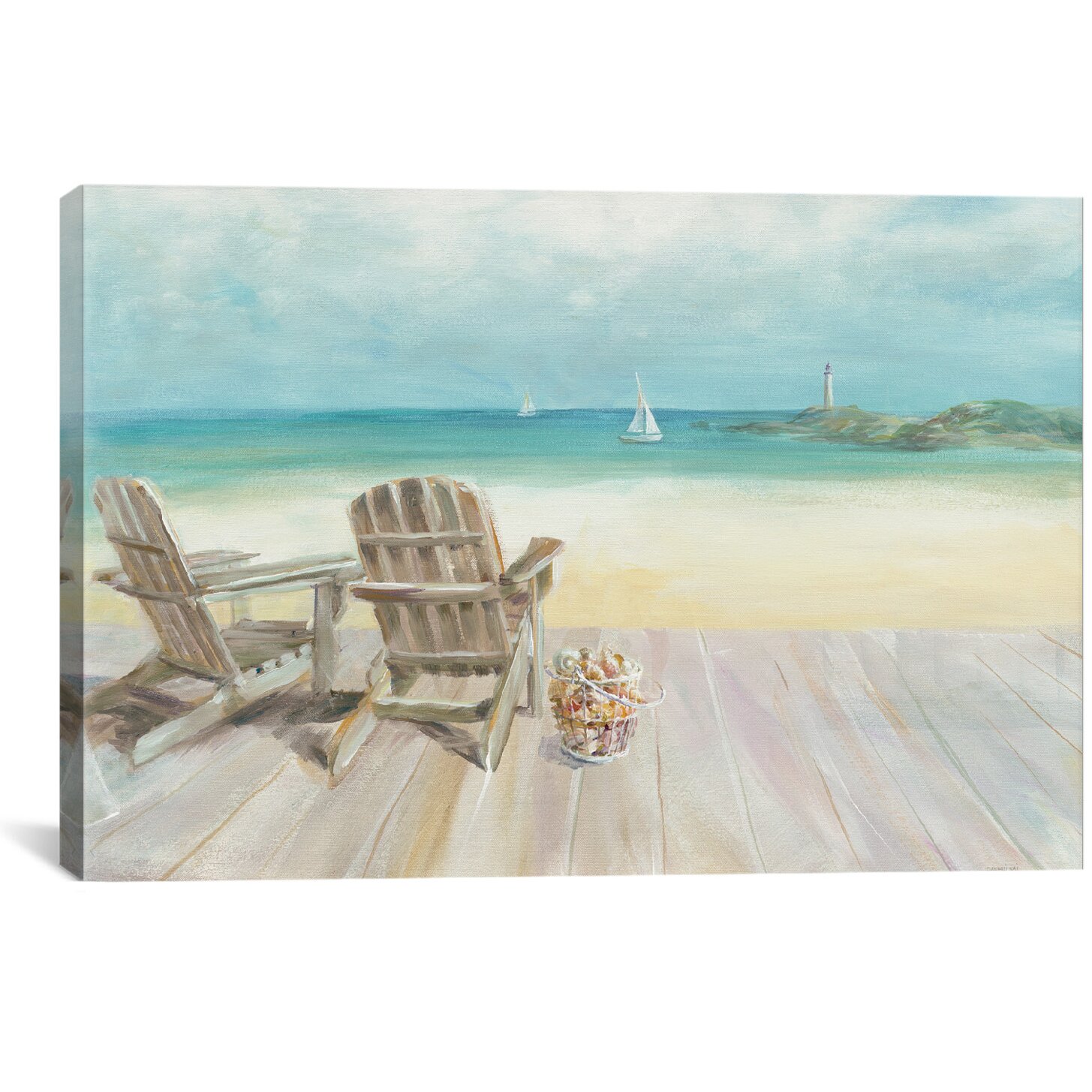 Beachcrest Home Seaside Morning No Window Graphic Art on Wrapped Canvas ...