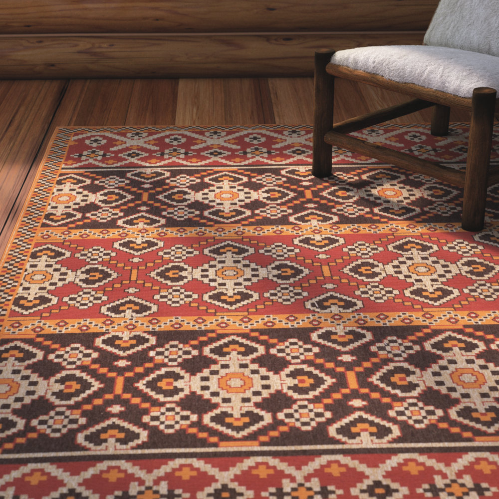 Loon Peak Rangely Red & Chocolate Outdoor Rug & Reviews Wayfair