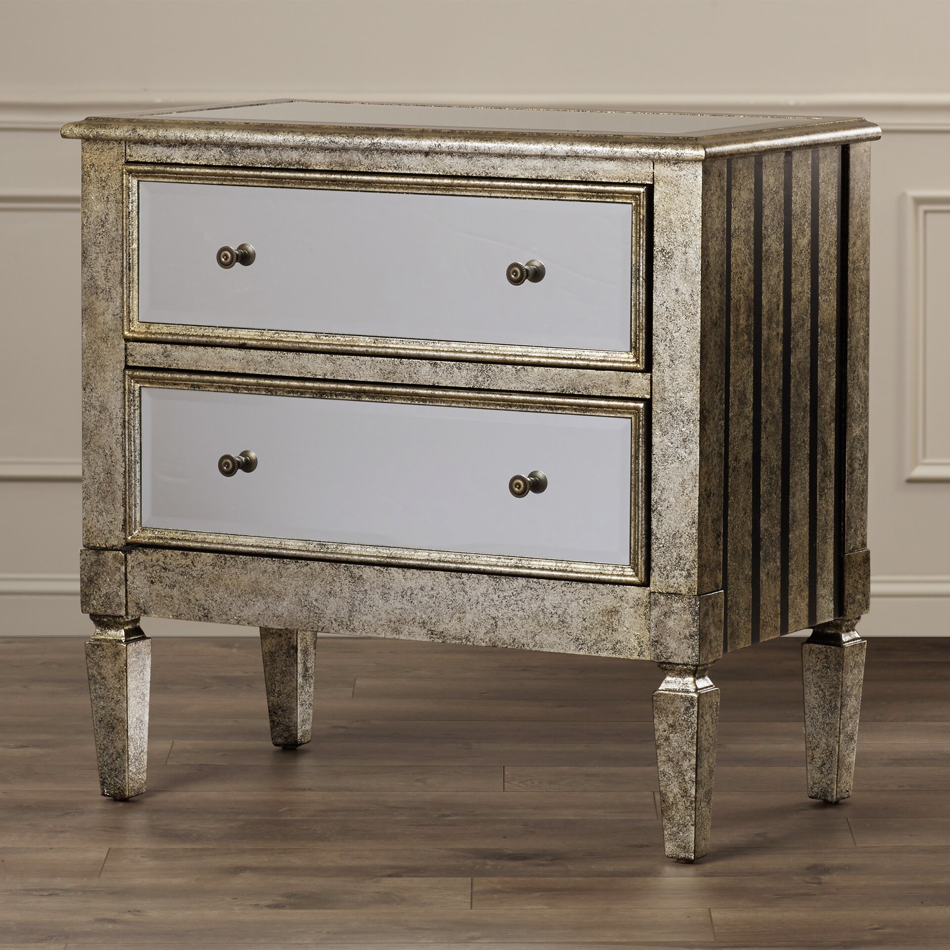 House of Hampton Harrison Mirrored 2 Drawer Accent Chest & Reviews ...