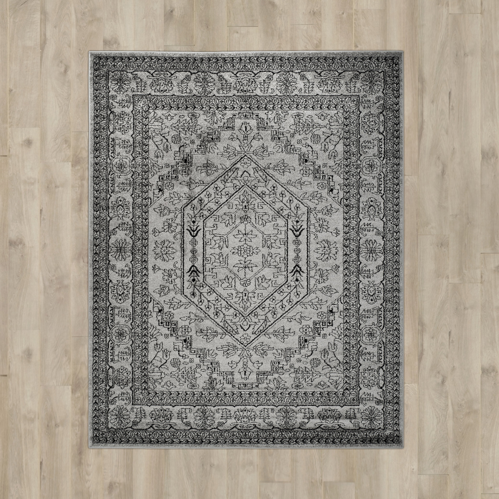 House of Hampton Kidderminster Silver/Black Area Rug & Reviews Wayfair