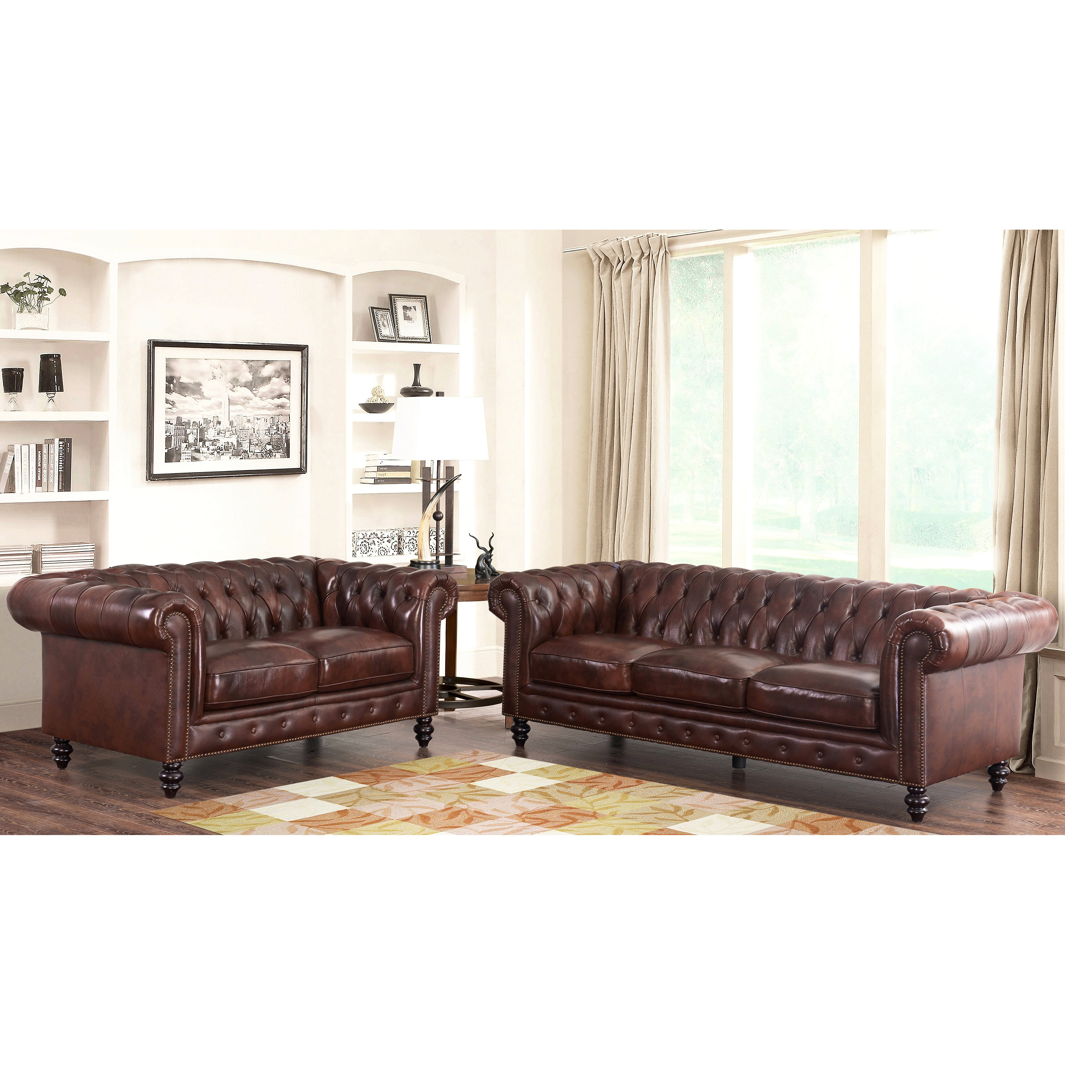 House Of Hampton Tunbridge Wells Top Grain Leather Sofa