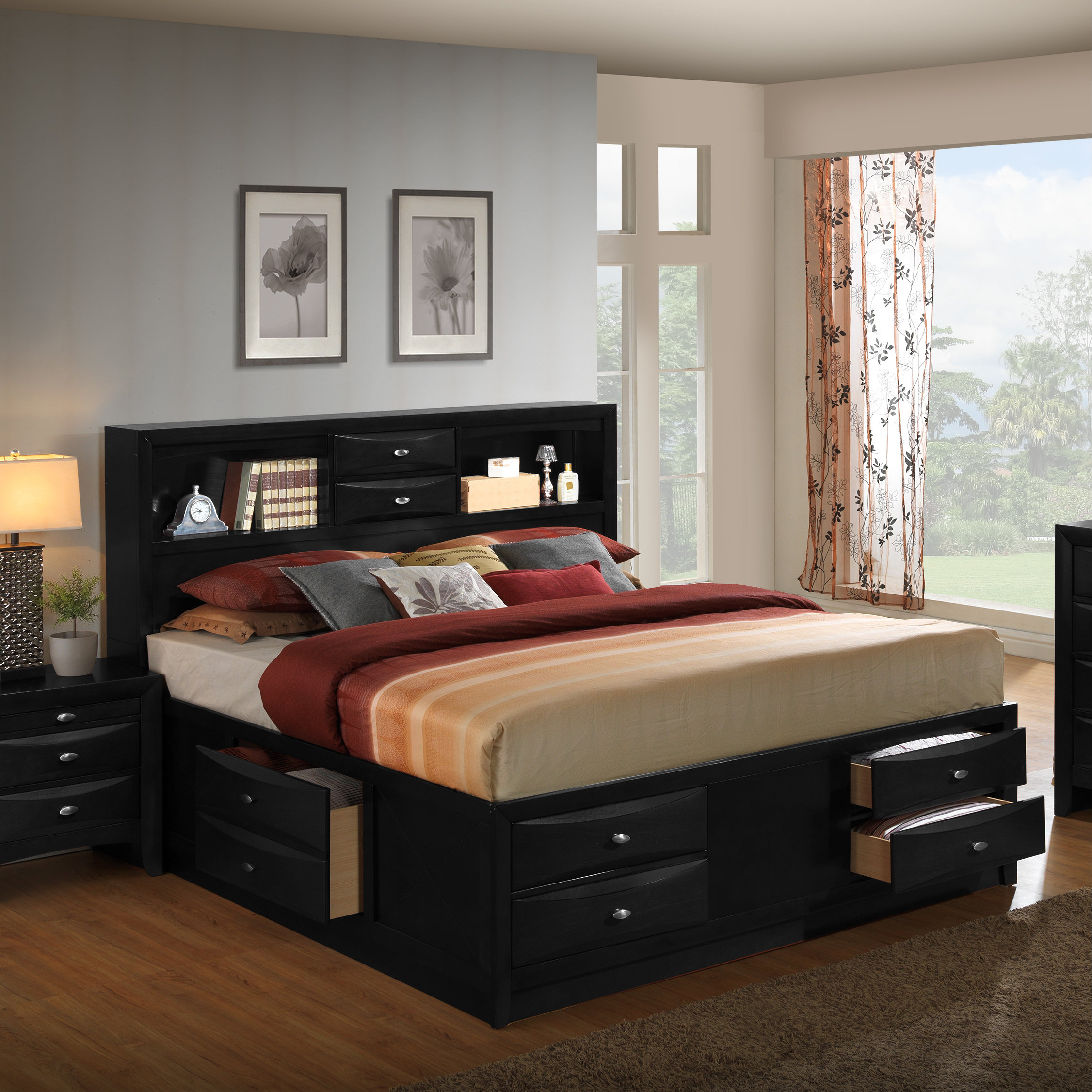 Roundhill Furniture Blemerey Platform 6 Piece Bedroom Set