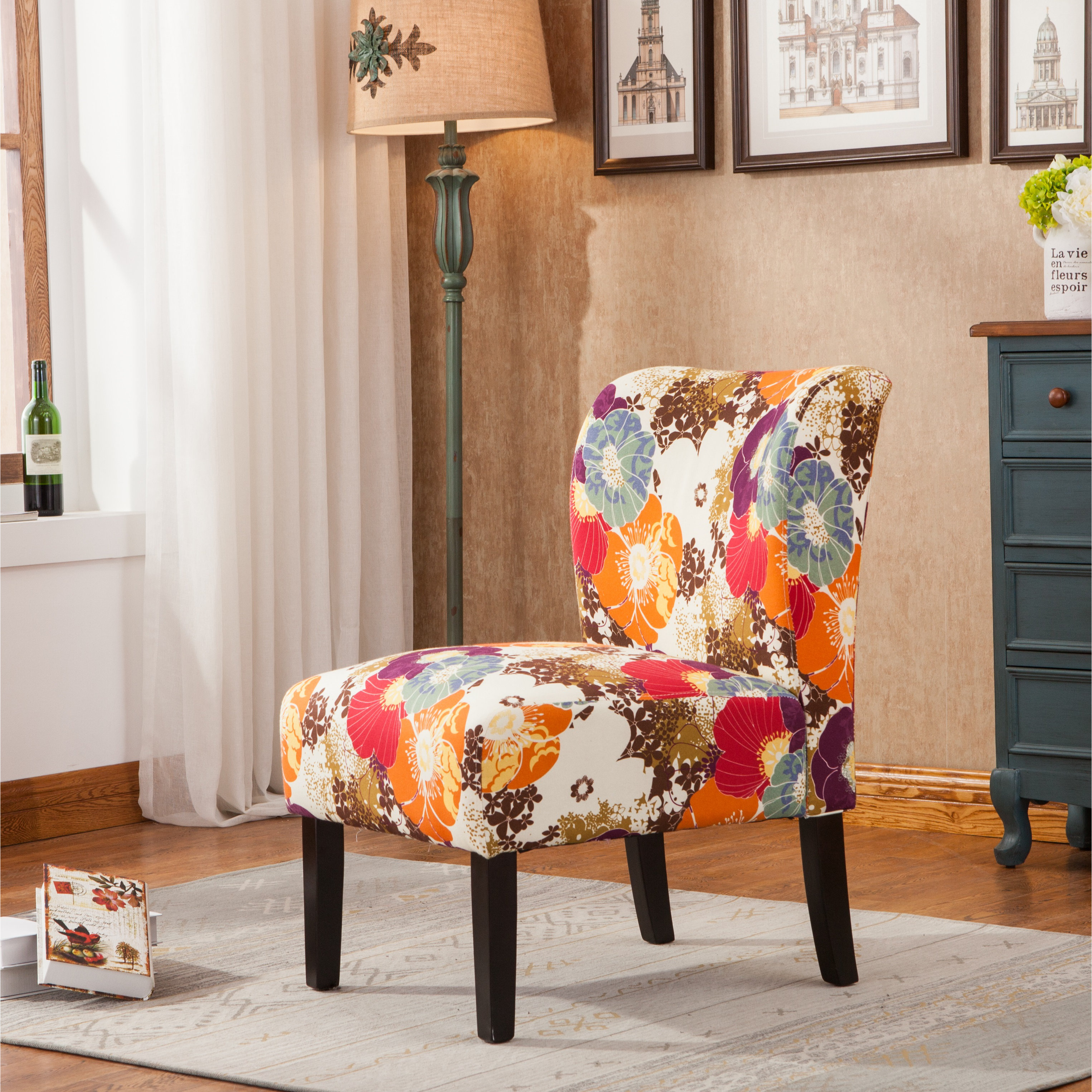 Roundhill Furniture Capa Floral Slipper Chair & Reviews Wayfair