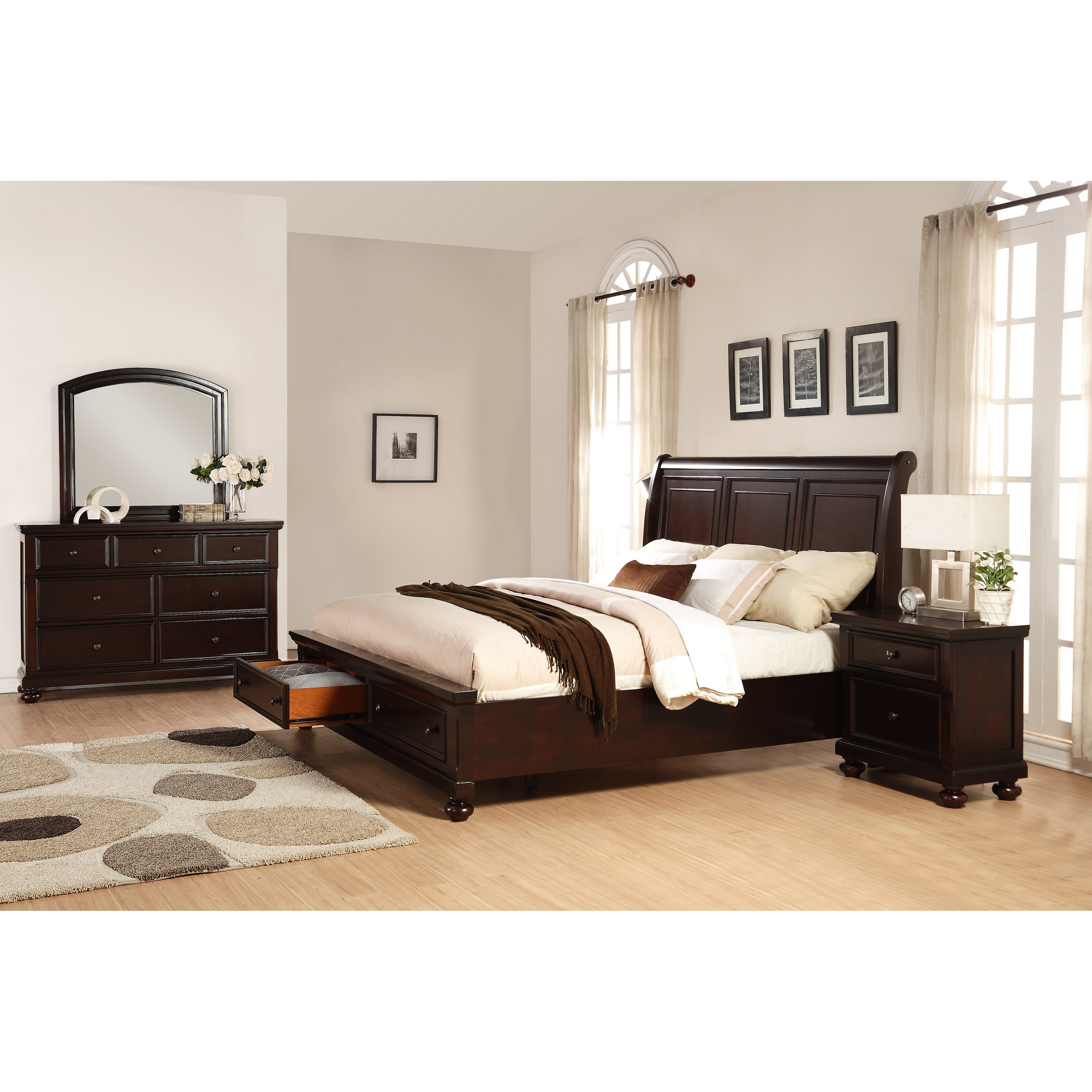 Roundhill Furniture Brishland Platform 4 Piece Bedroom Set 