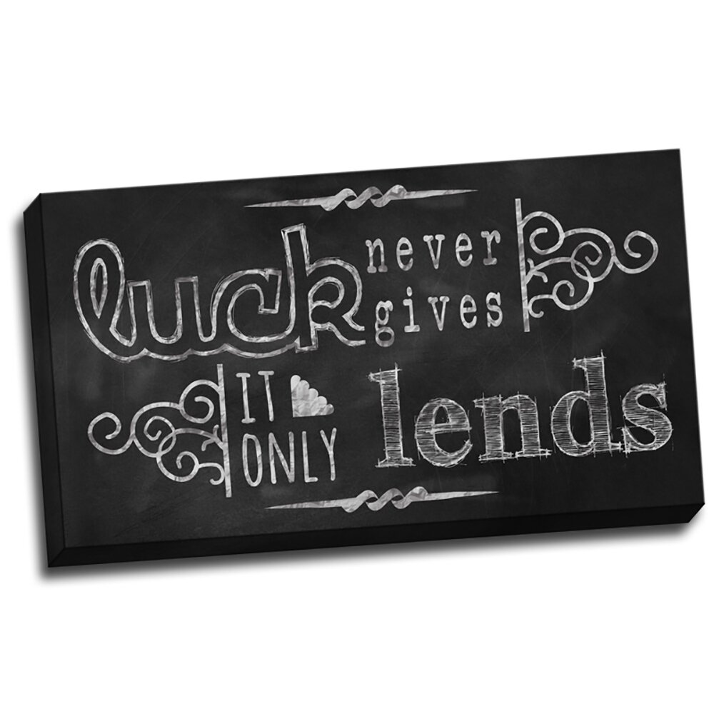 Luck Chalkboard Quote Wall Decoration Textual Art on Canvas CHGW2036Luck