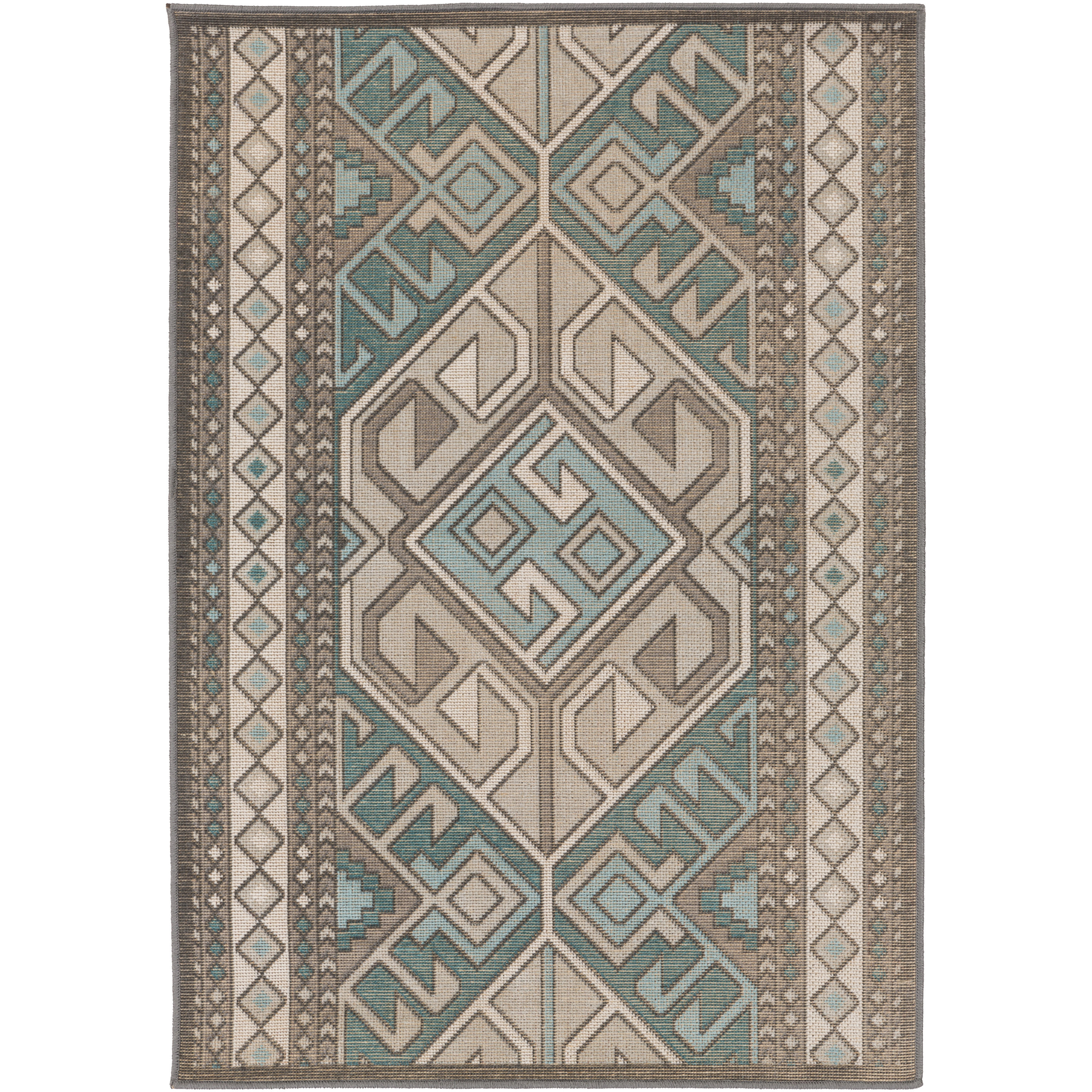 Bungalow Rose Septfontaines Teal/Brown Area Rug & Reviews Wayfair