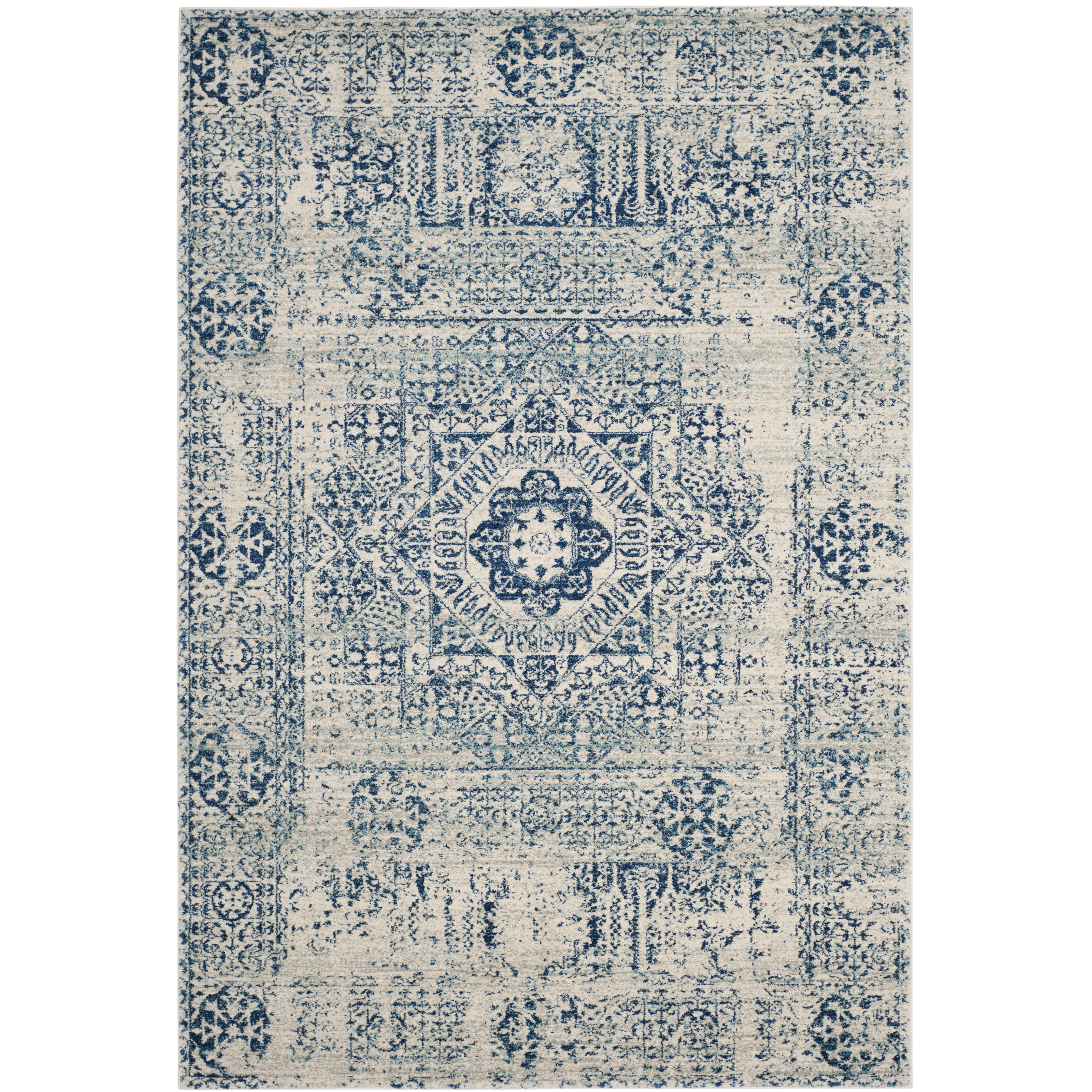 Bungalow Rose Ferry Ivory/Blue Area Rug & Reviews Wayfair