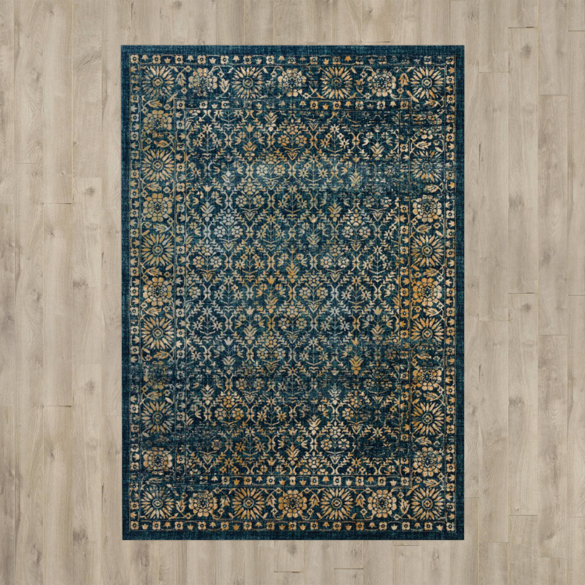 Bungalow Rose Ferry Navy/Gold Area Rug & Reviews Wayfair