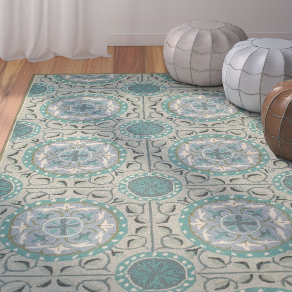 Bungalow Rose Puri Mint/Aqua Outdoor Area Rug & Reviews Wayfair