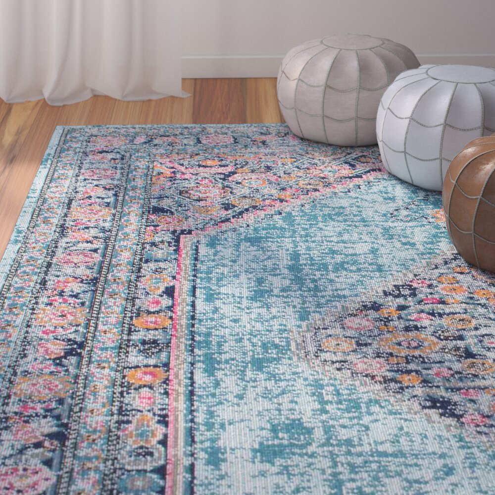 Bungalow Rose Babita Blue/Pink Area Rug & Reviews Wayfair