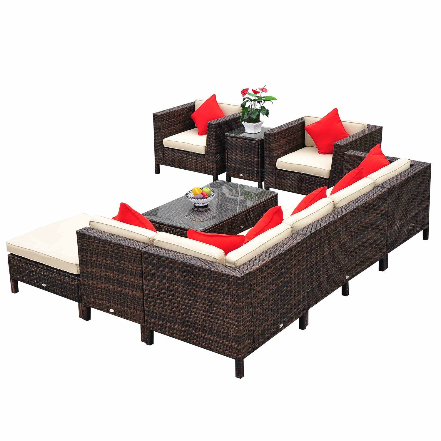 Outsunny 9 Piece Lounge Seating Group with Cushions & Reviews | Wayfair