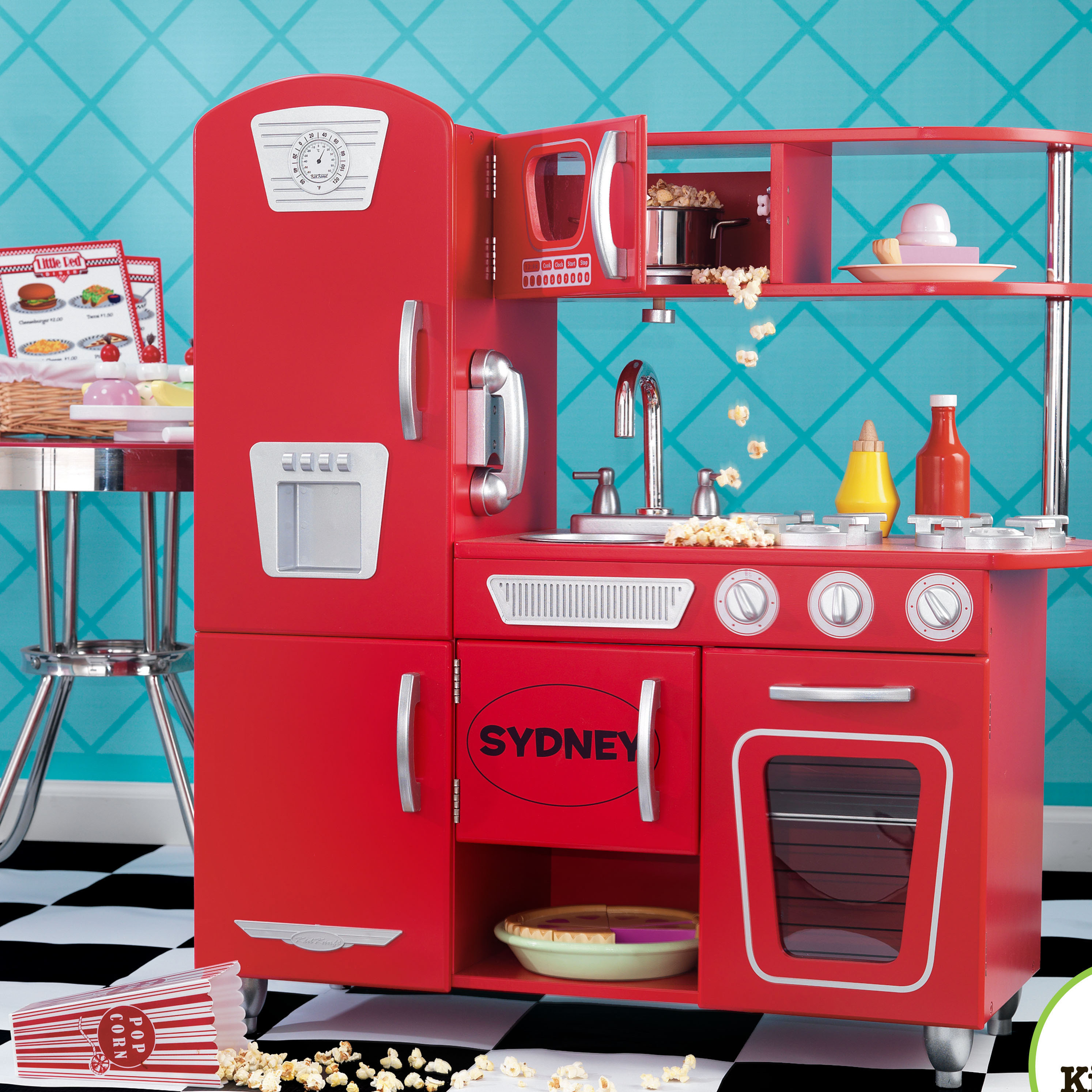 KidKraft Personalized Red Vintage Kitchen Reviews Wayfair   KidKraft Personalized Red Vintage Kitchen 53173 