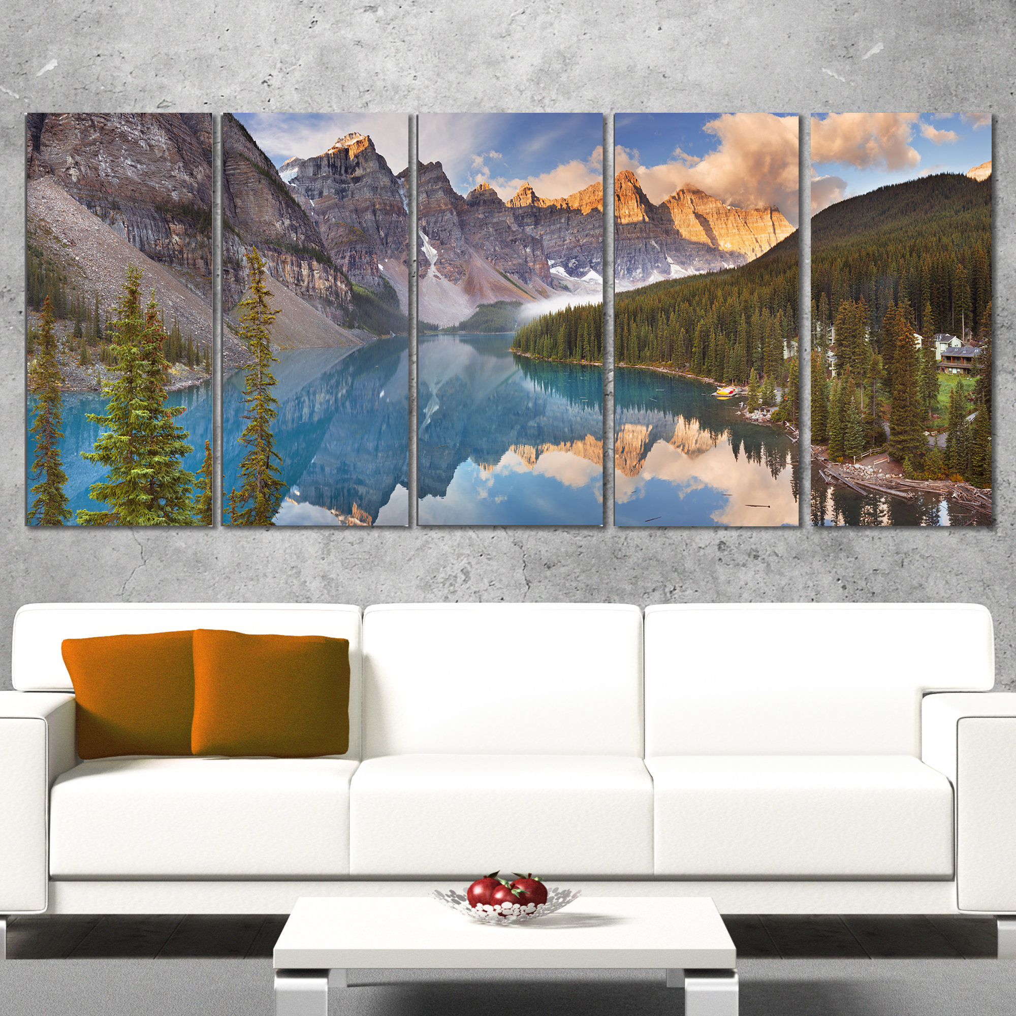 Designart Moraine Lake In Banff Park Canada 5 Piece Wall Art On Wrapped 