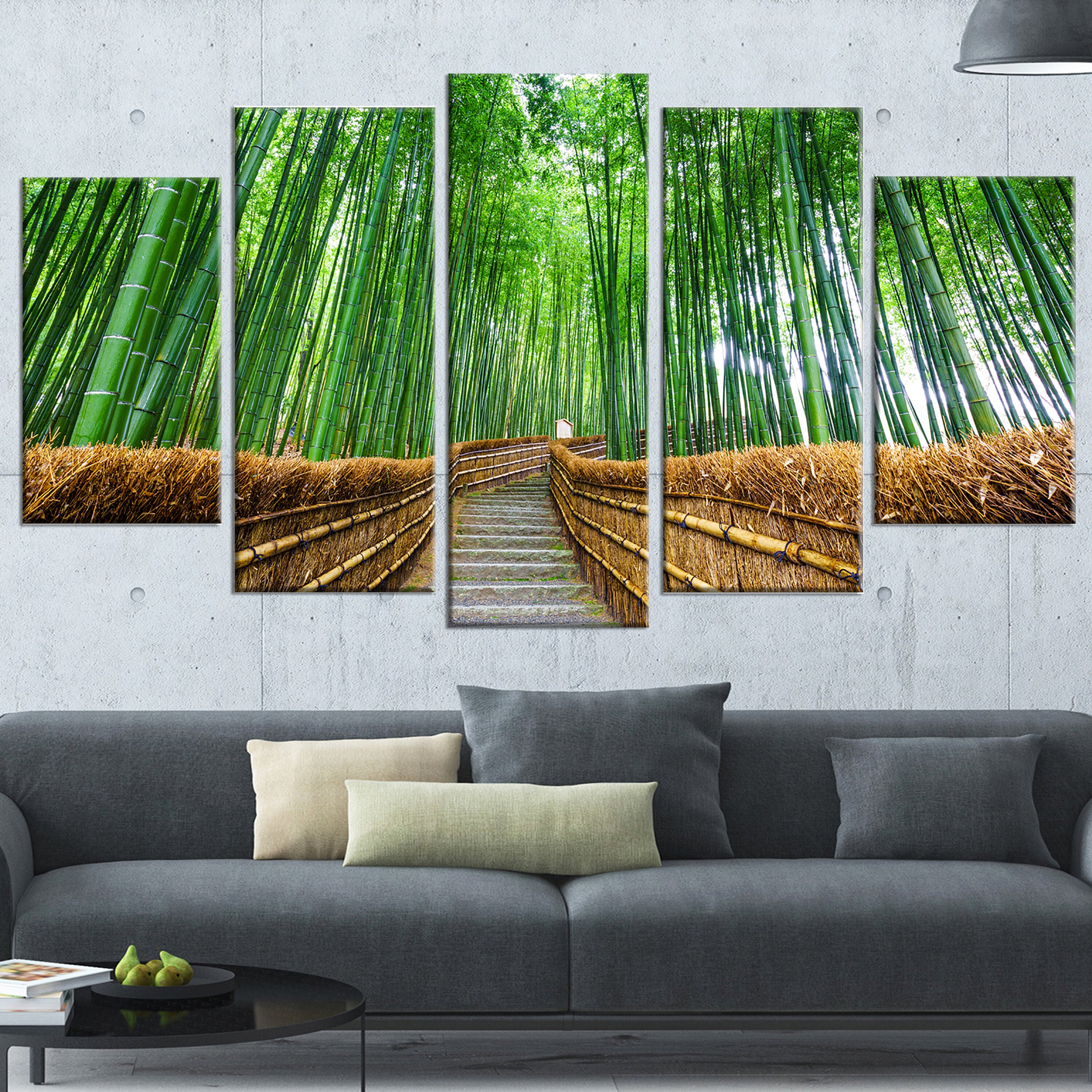 DesignArt 'Path to Bamboo Forest' 5 Piece Wall Art on Wrapped Canvas ...