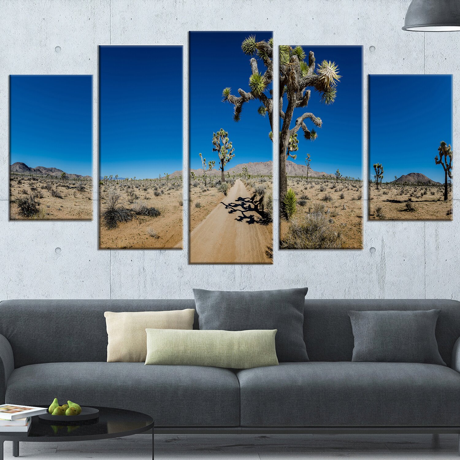 DesignArt 'Sandy Desert Road Panorama' 5 Piece Wall Art on Wrapped ...