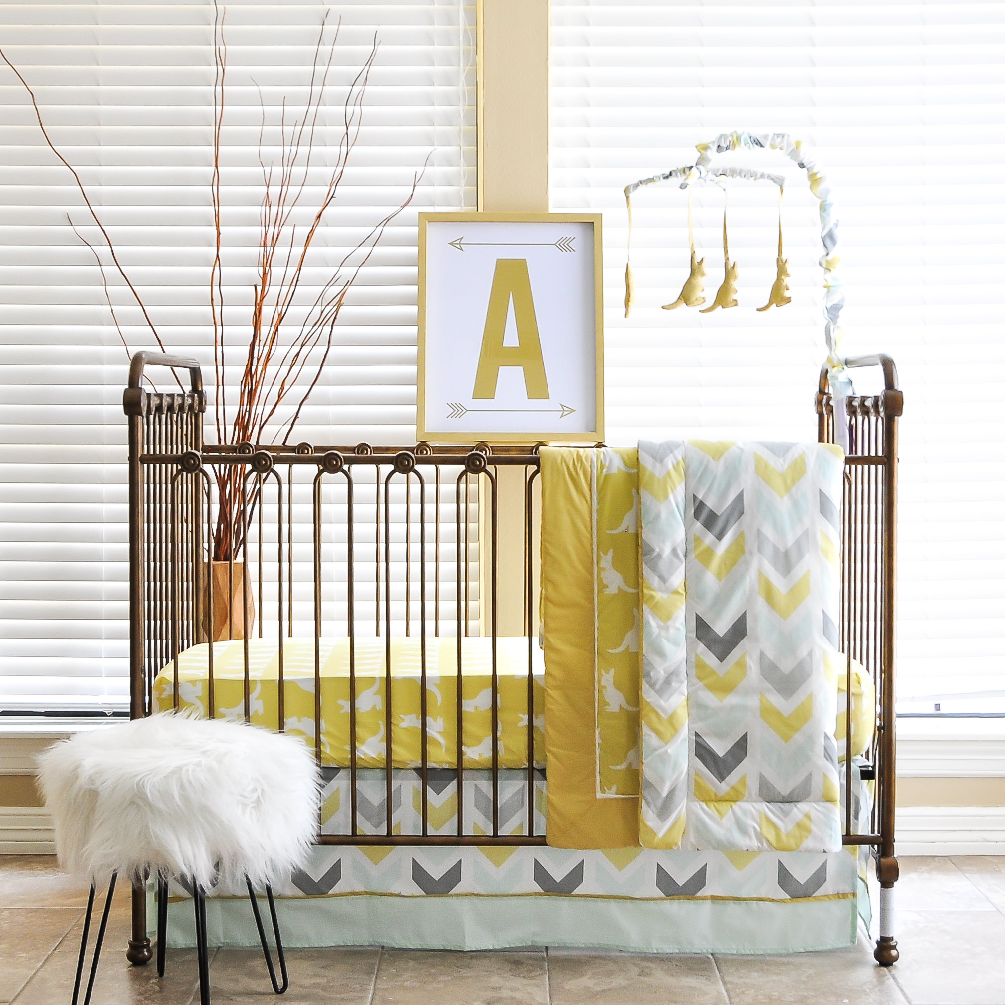 Pam Grace Creations Honeydew Kangaroo 6 Piece Crib Bedding Set