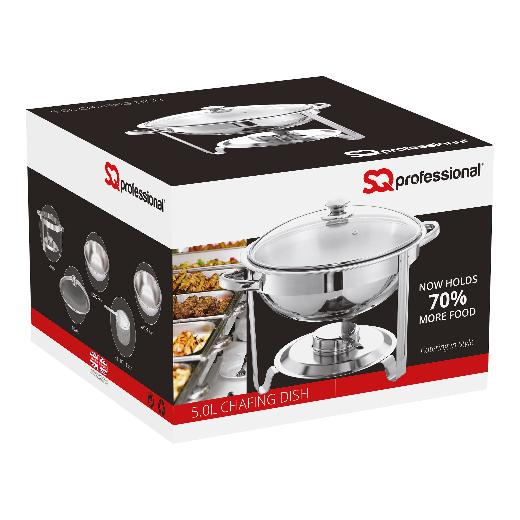 SQProfessionalLtd 5L Round Chafing Dish with Glass Lid Wayfair UK