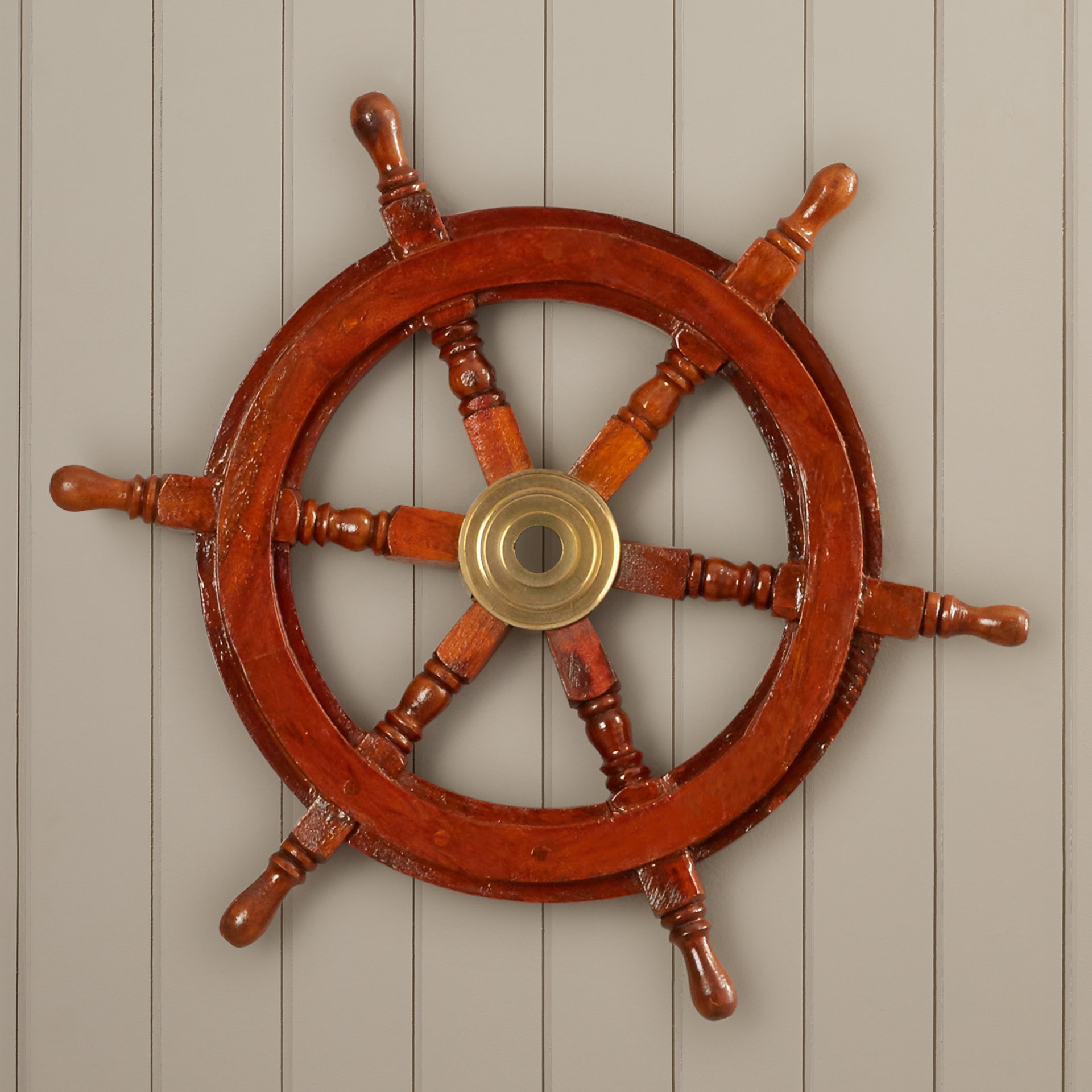 Breakwater Bay Wood and Brass Ship Wheel Wall Décor & Reviews Wayfair