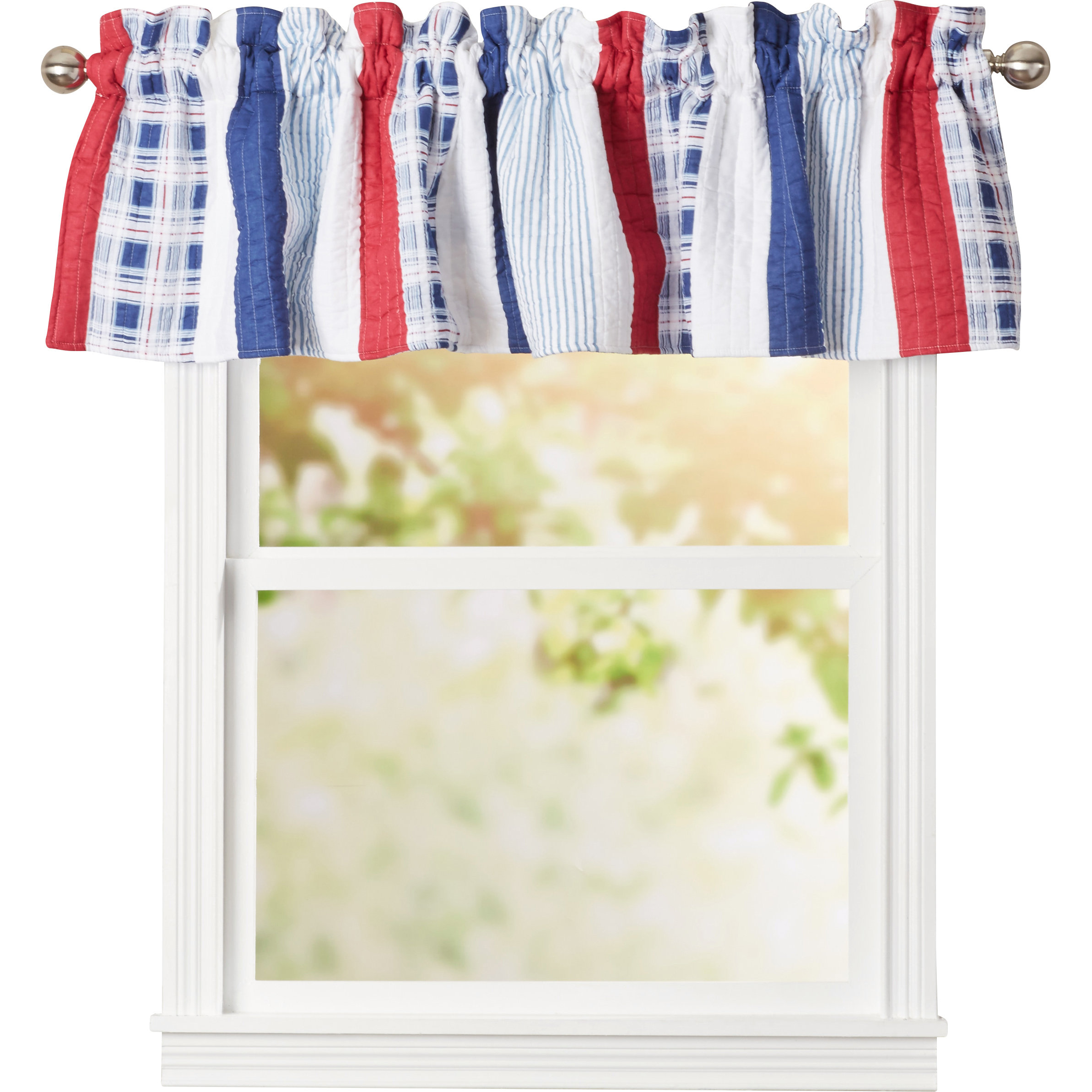 Breakwater Bay Mapleton Stripe Quilted 84" Curtain Valance & Reviews