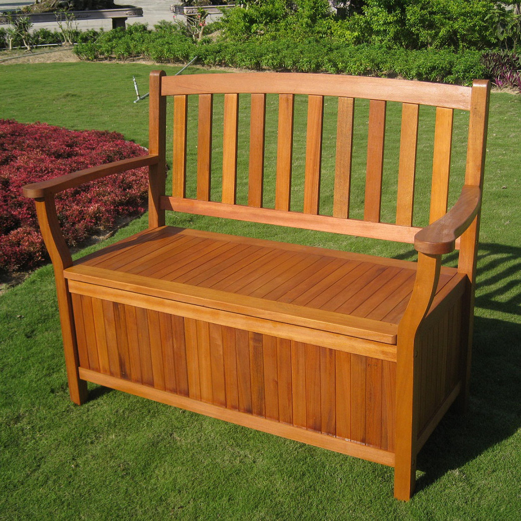 Breakwater Bay Sabbattus Outdoor Wood Storage Bench & Reviews Wayfair