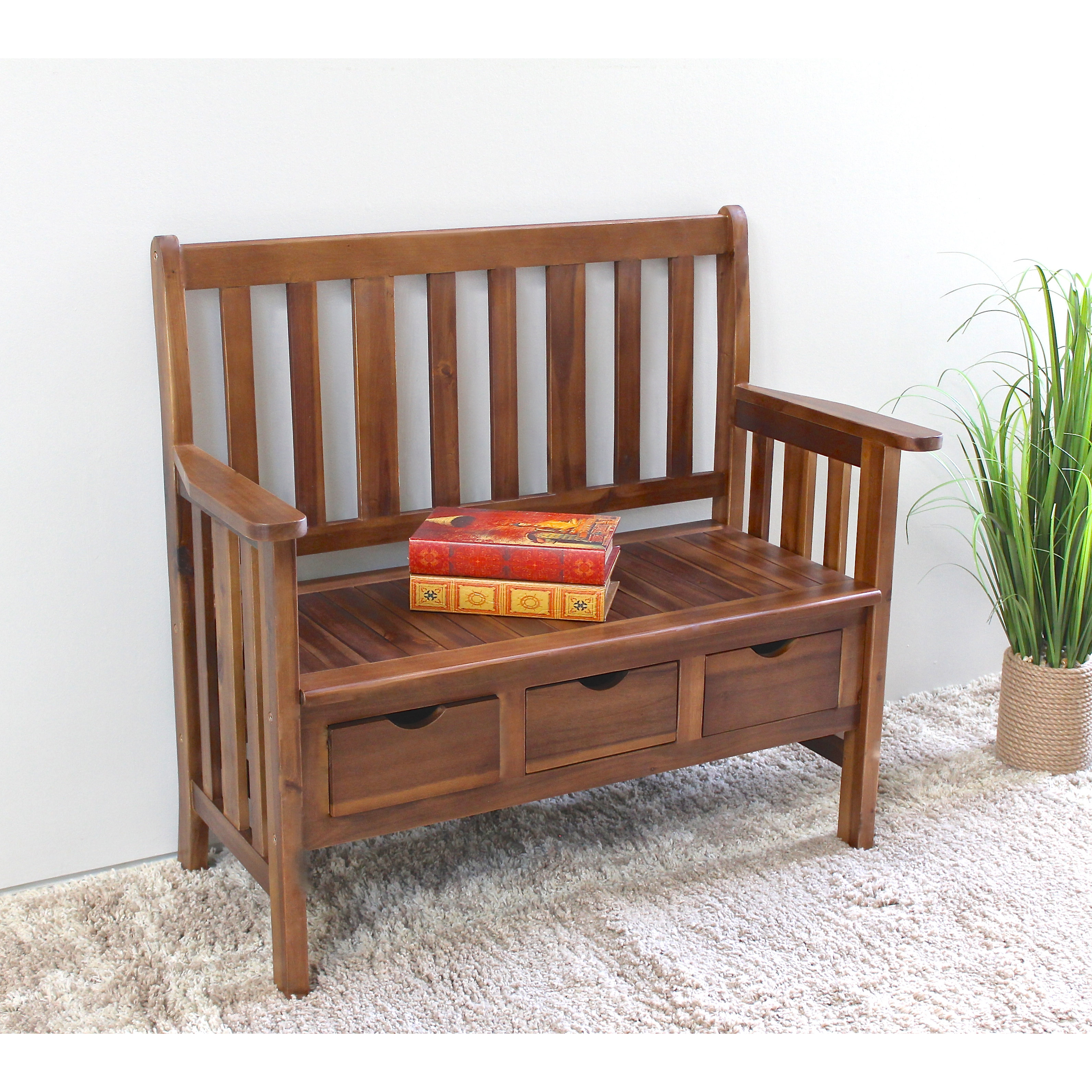 Breakwater Bay Corbin Acacia Wood Storage Bench & Reviews Wayfair