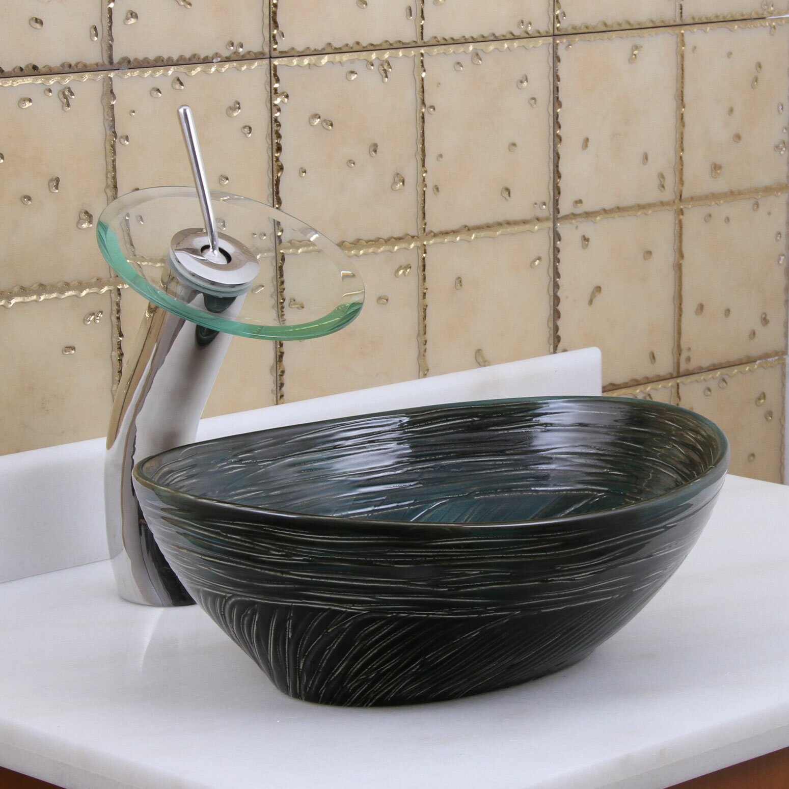 Elimaxs Elite Swirling Line Art Vessel Bathroom Sink | Wayfair