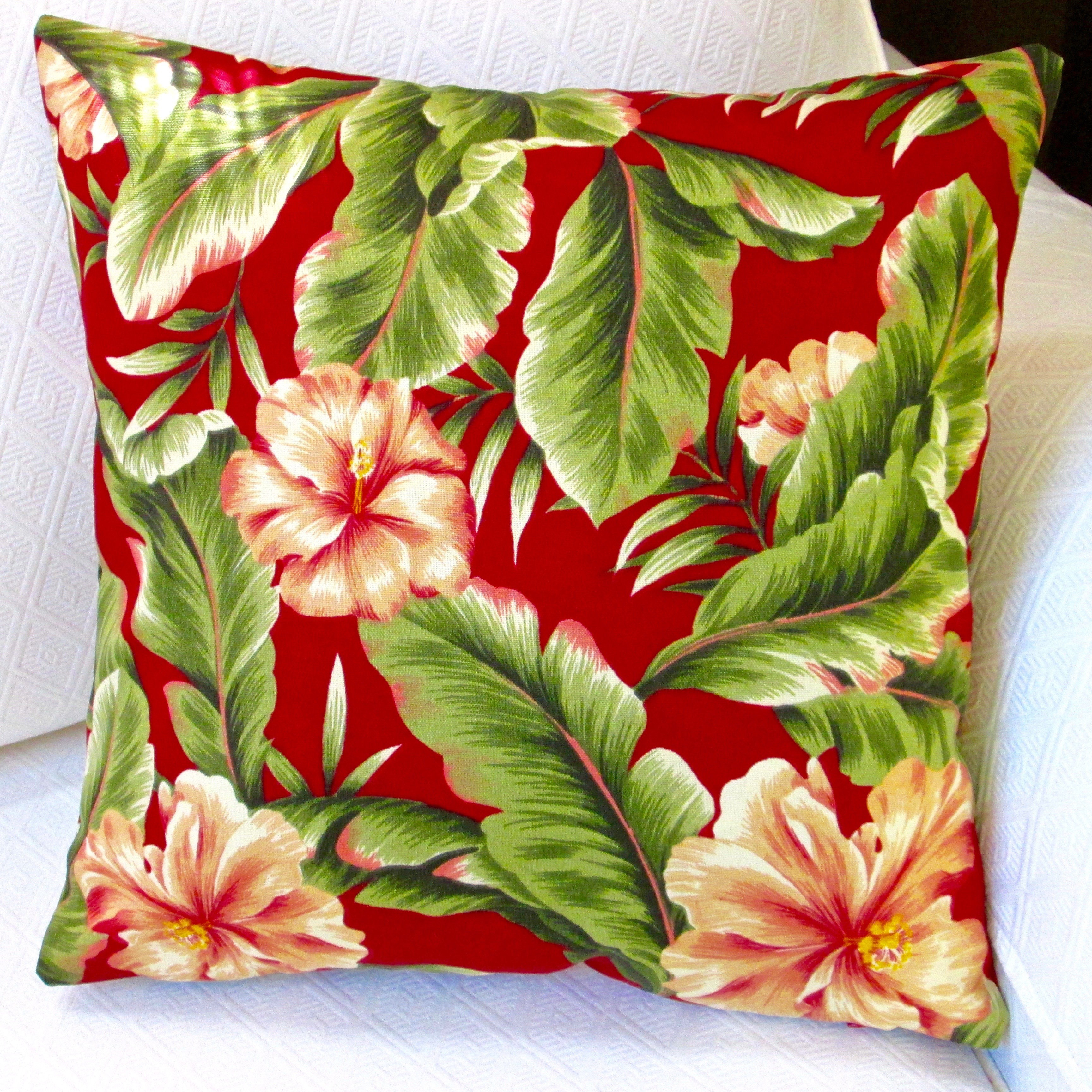 Artisan Pillows Hawaiian Tropical Island Beach Hibiscus Flower Indoor